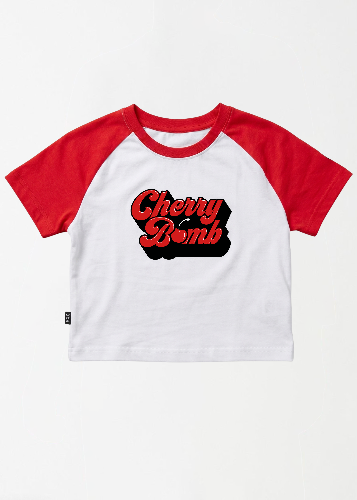 cotton T Shirt in White, red
