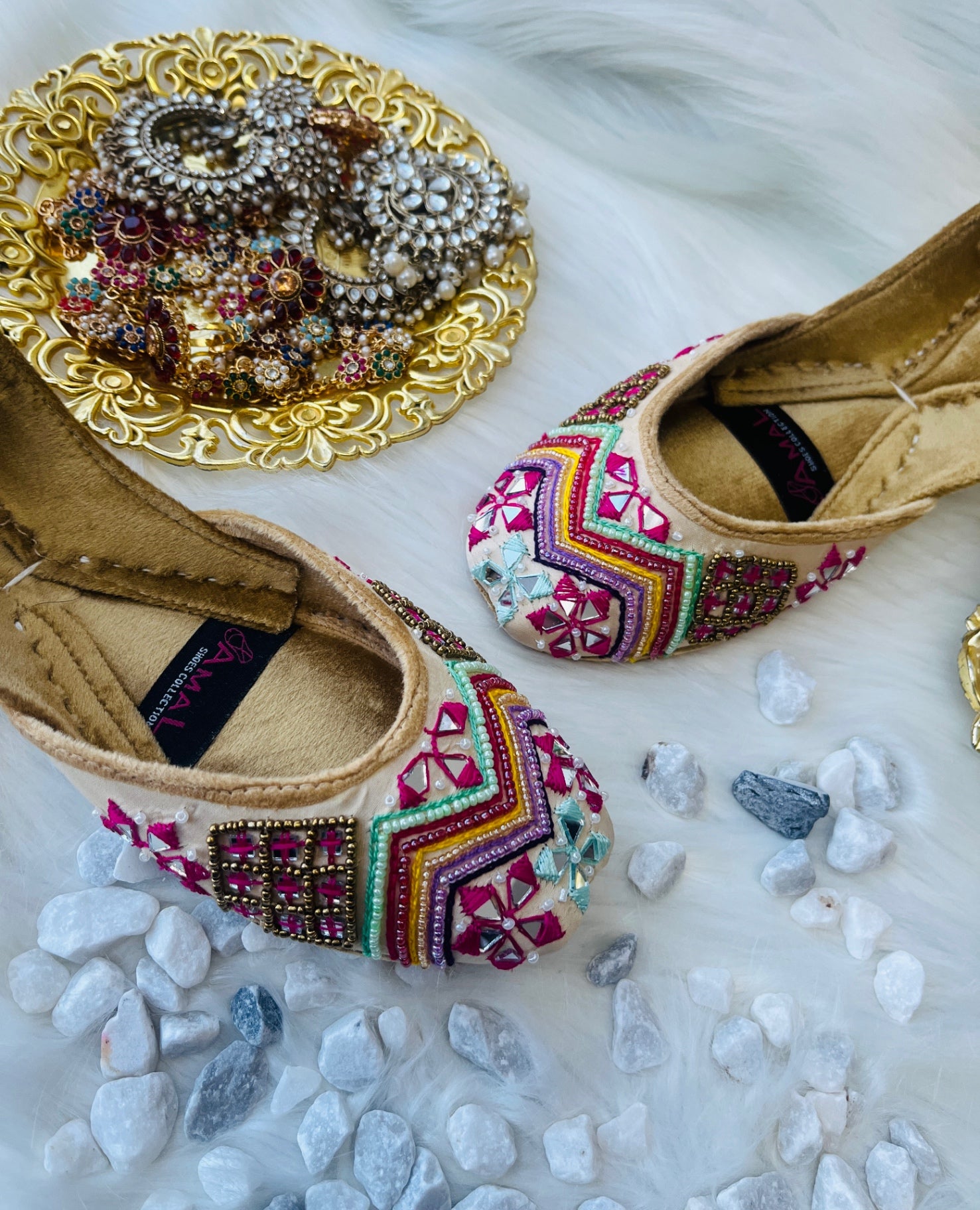 Khussa in Beige by - High Quality Women Khussa IMW3188