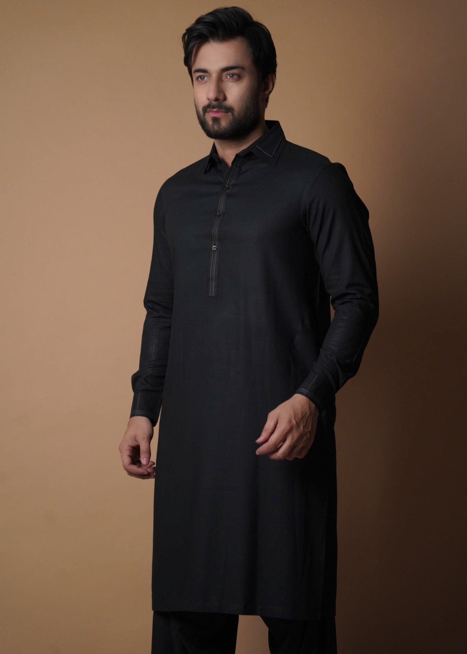 cotton viscose Shalwar Kameez in Black