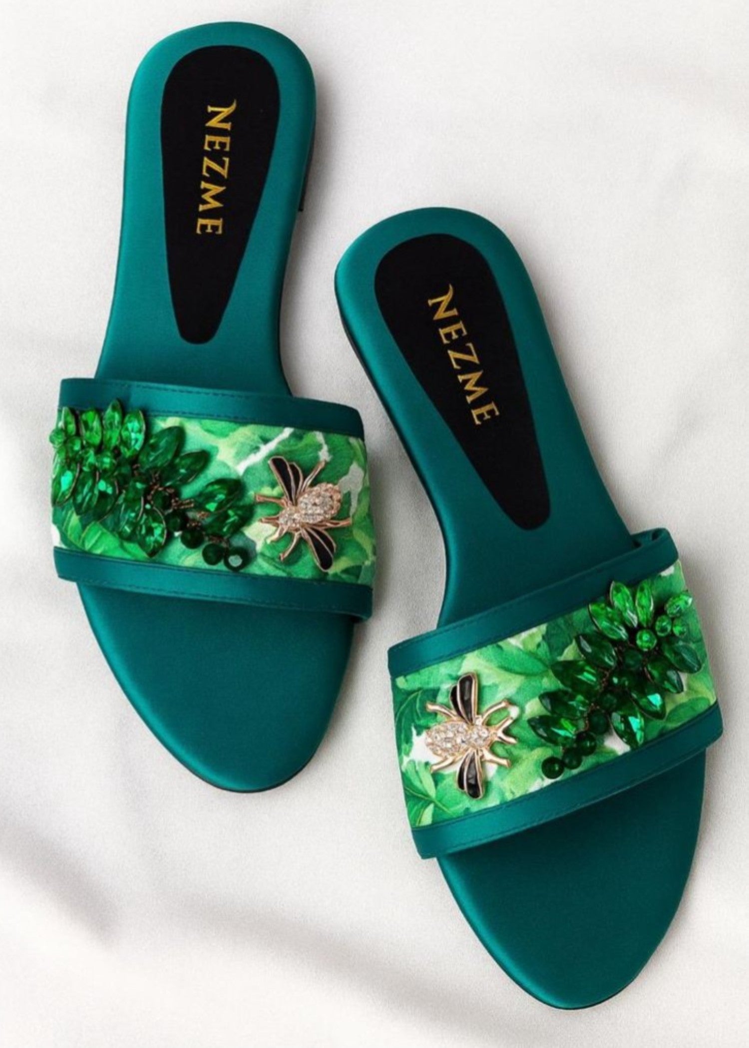 Flats in Emerald green by - High Quality Women Flats TJF1046