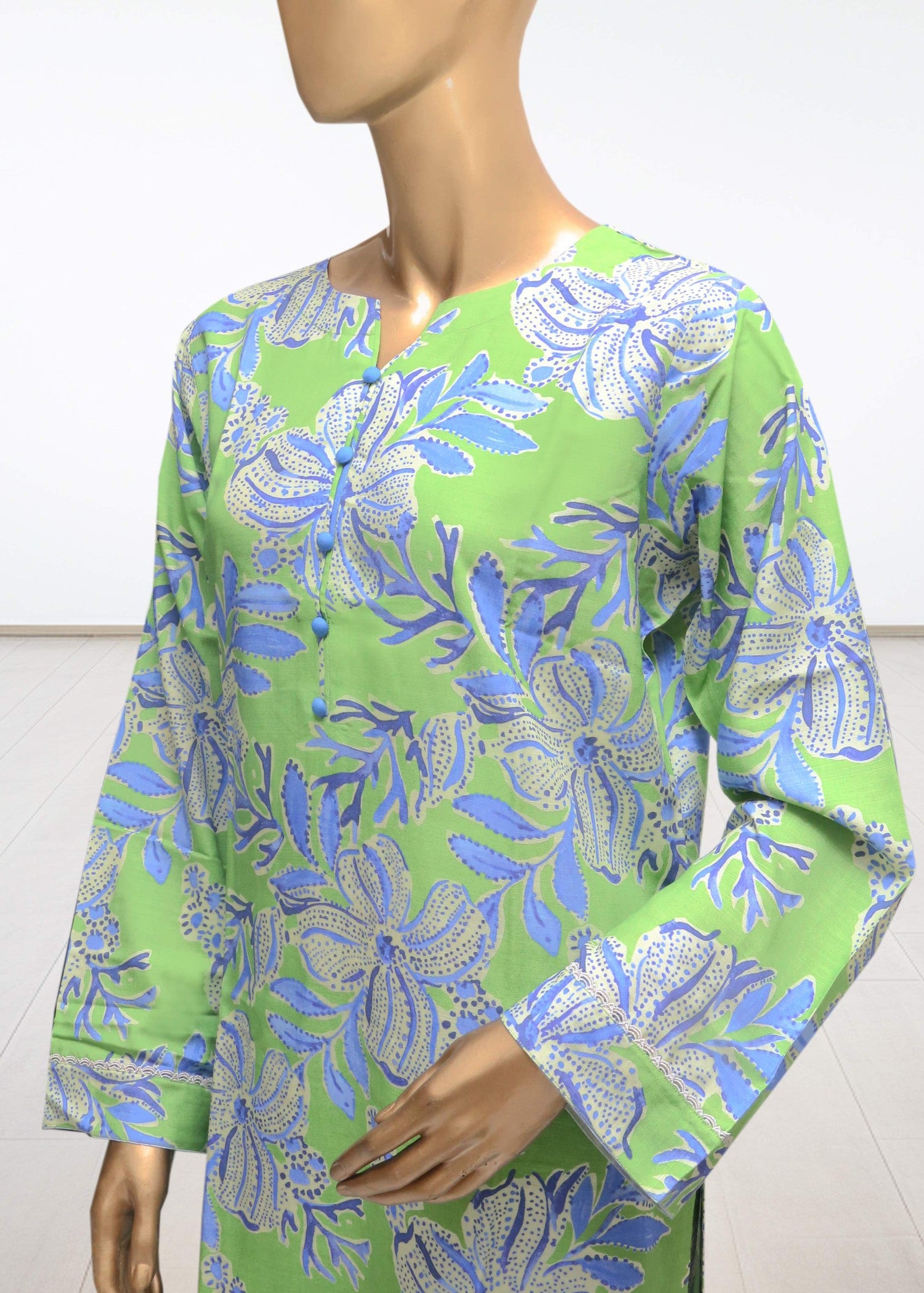 viscose raw silk Kurta Set in Green