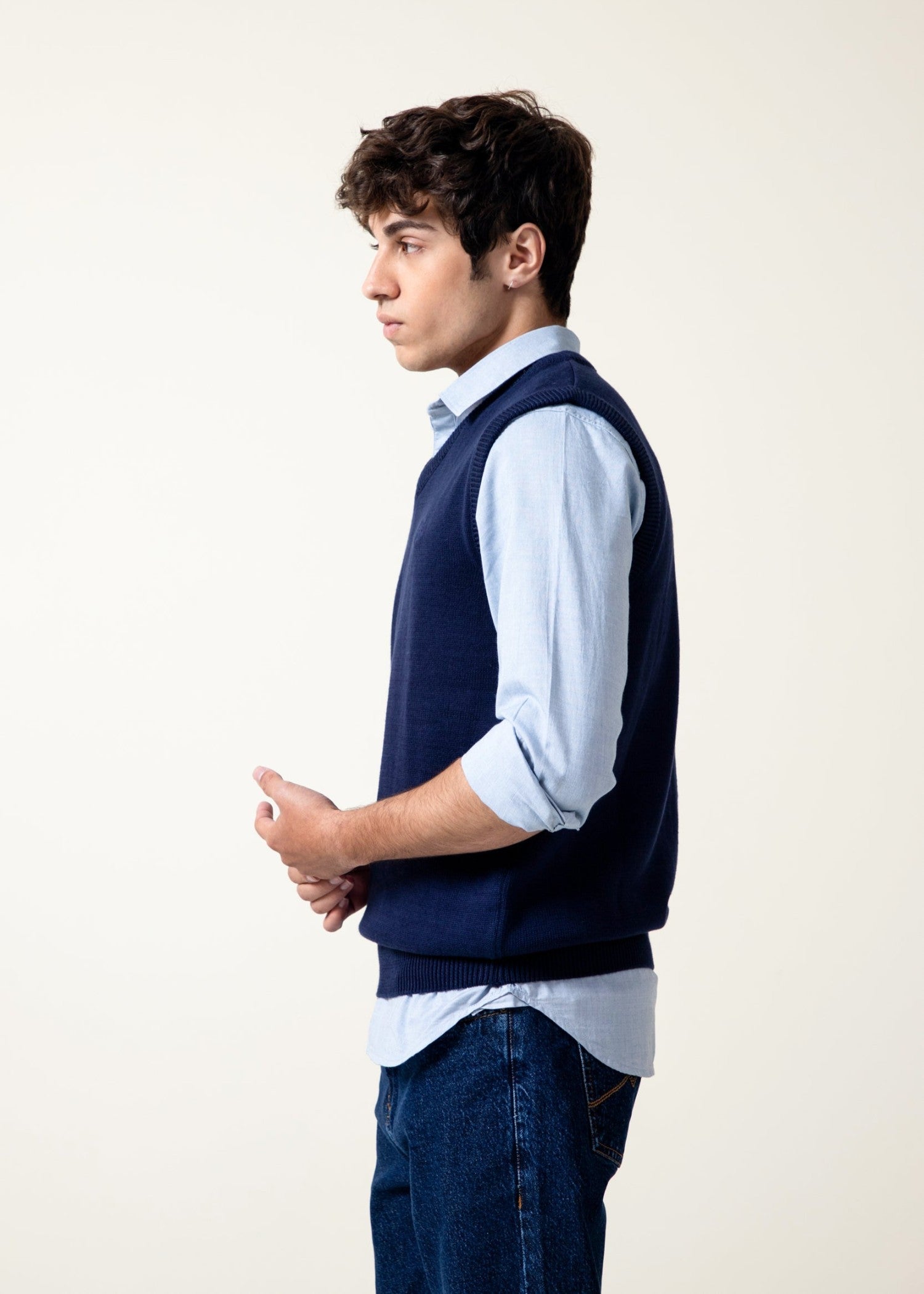 cotton Sweater in Navy blue