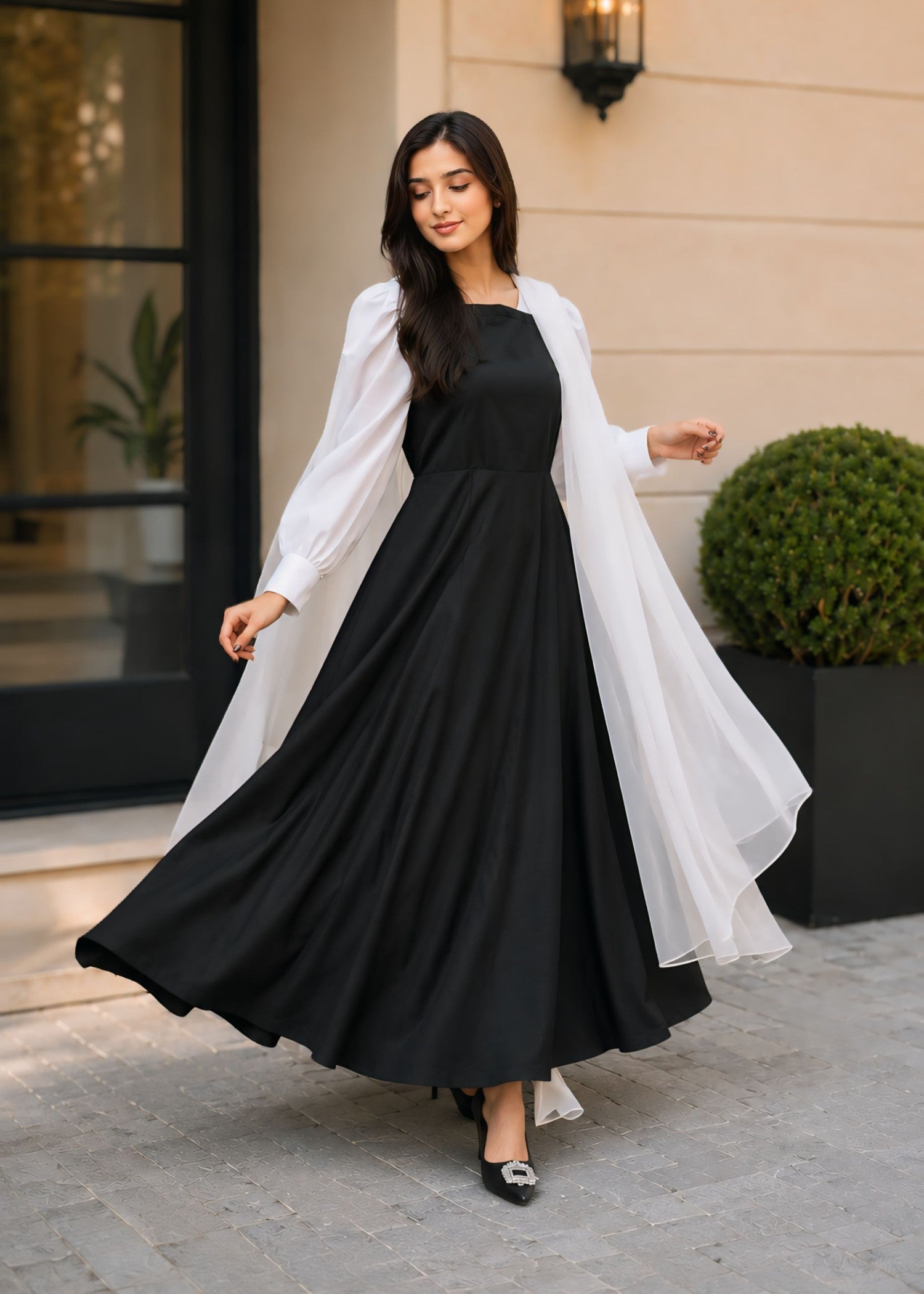 crepe georgette Maxi in Black