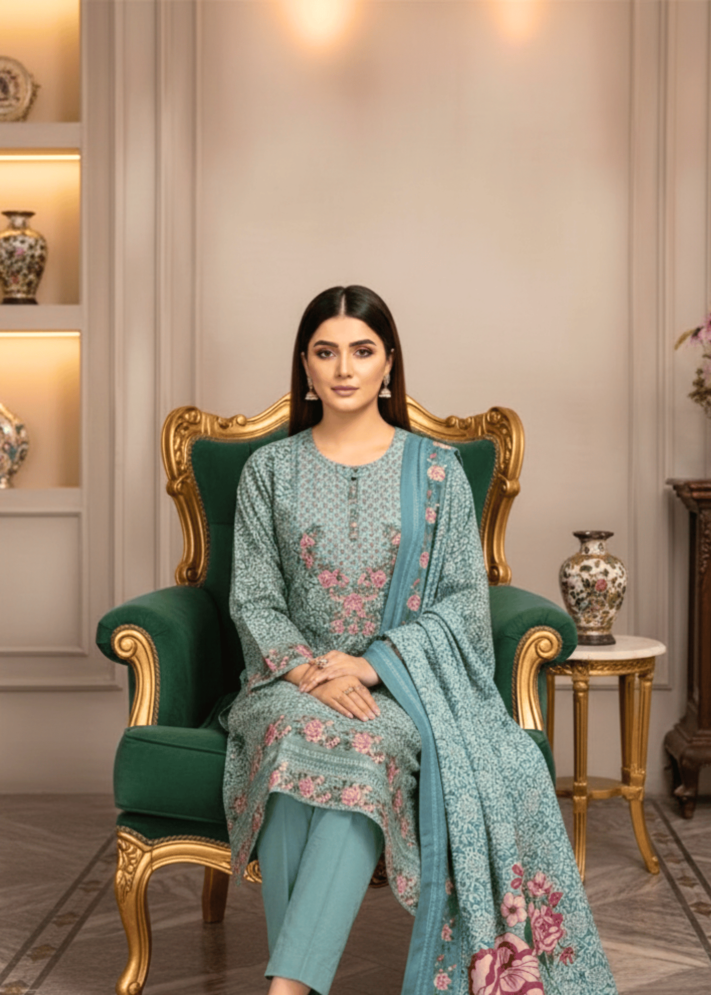 cotton masuri Kurta Set in Pastel green