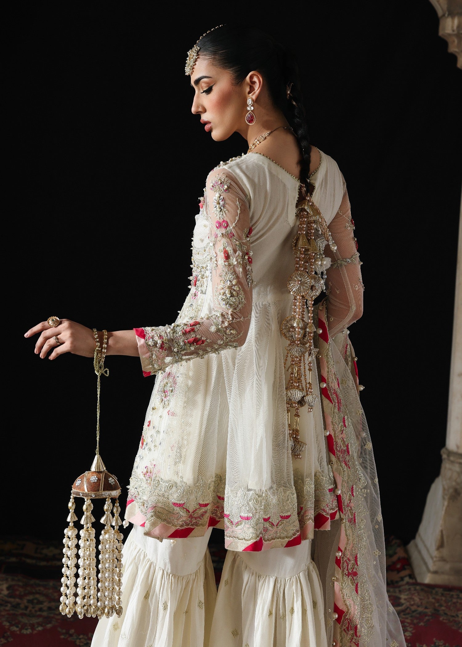net Gharara in White