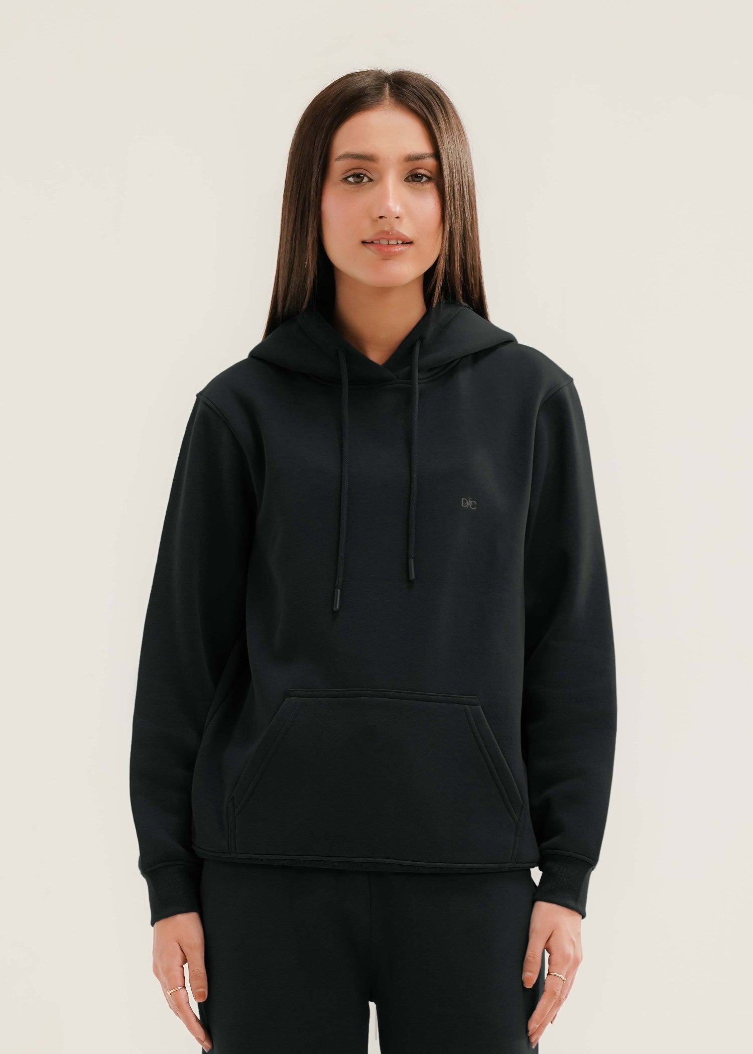 fleece Hoodie in Black