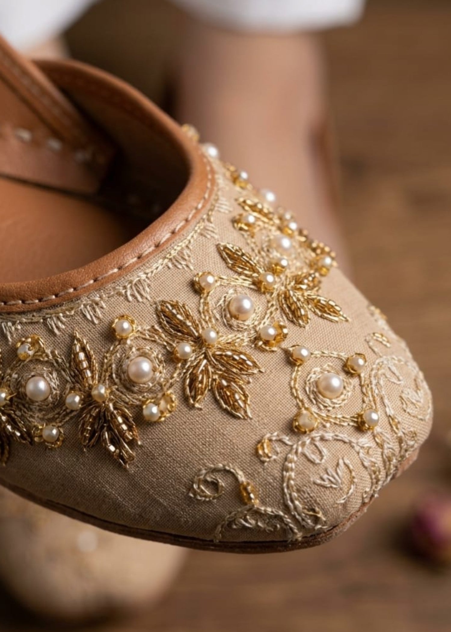 Khussa in Beige by - High Quality Women Khussa KOK8603