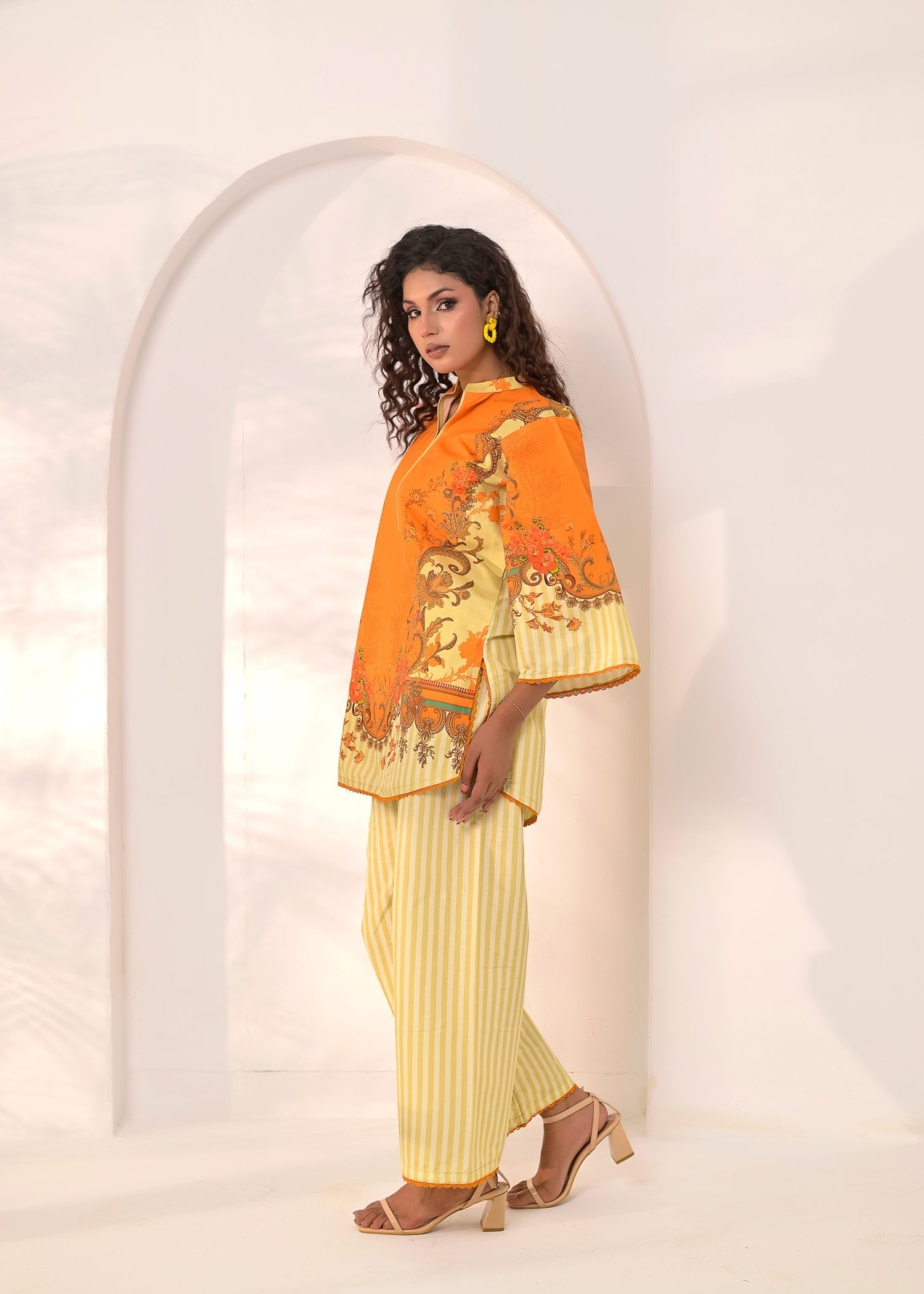 poly silk Co Ord Sets in Orange