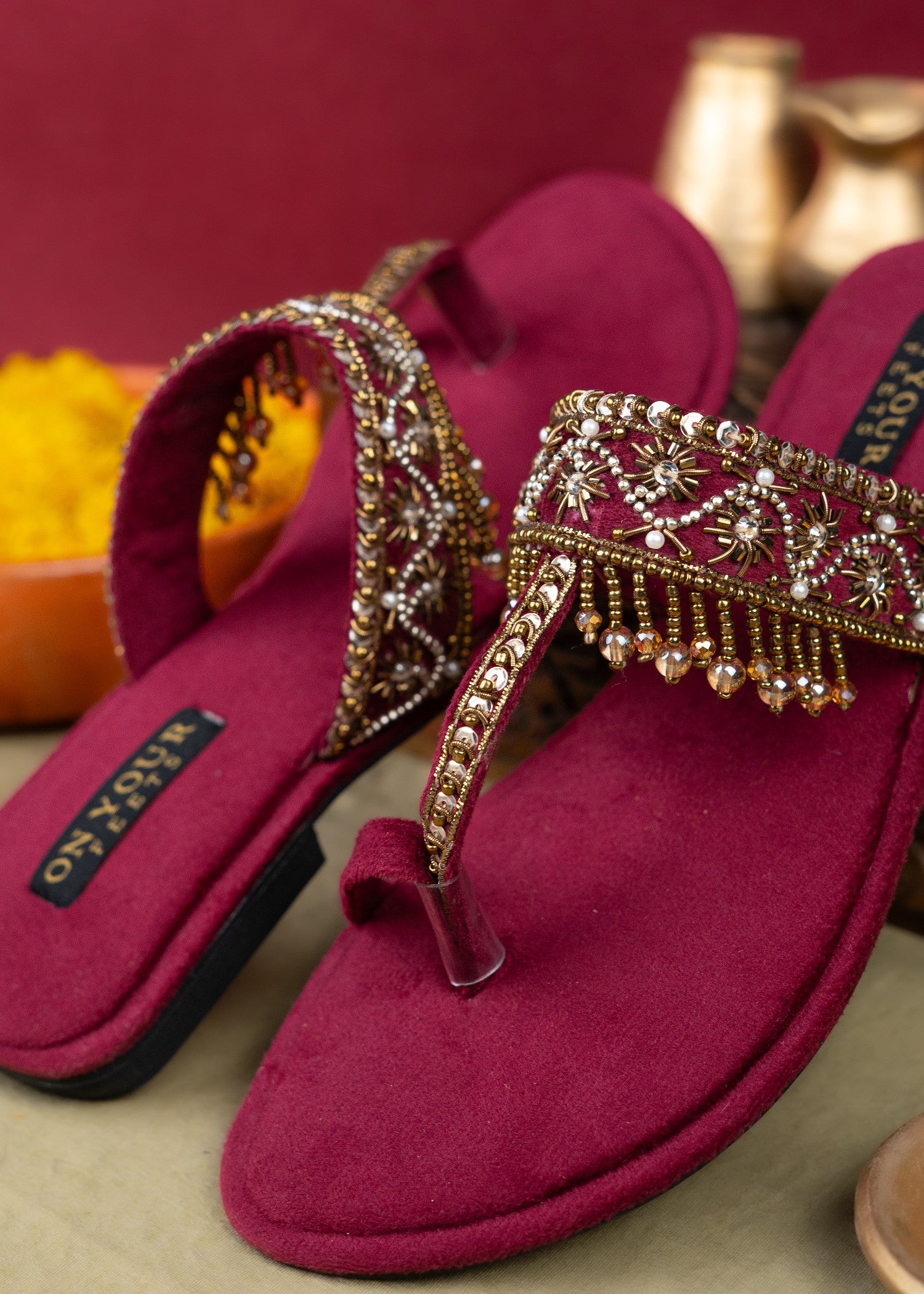 Kolapuri in Maroon by - High Quality Women Kolapuri YCQ8851