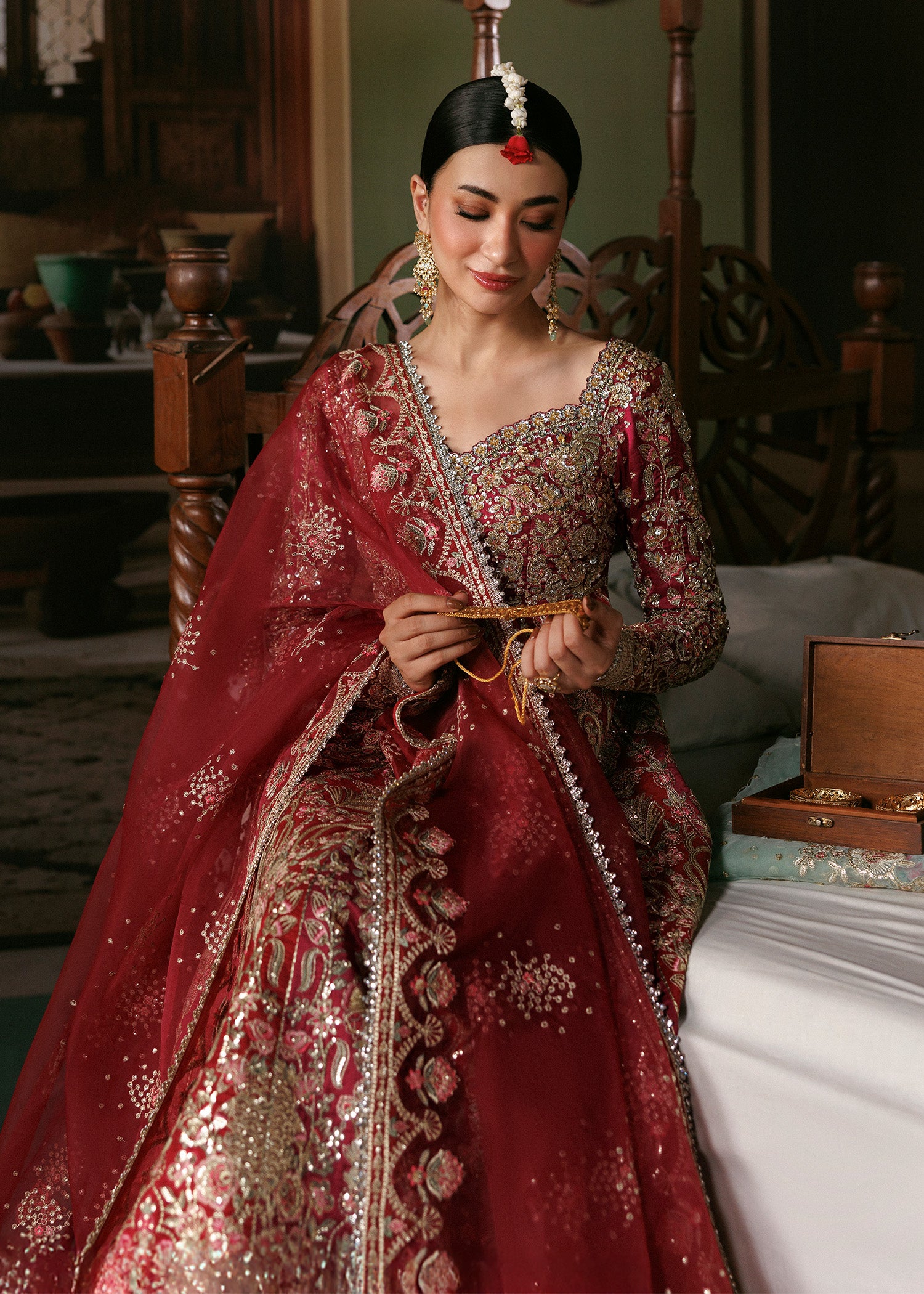 raw silk Unstitched in Blood red