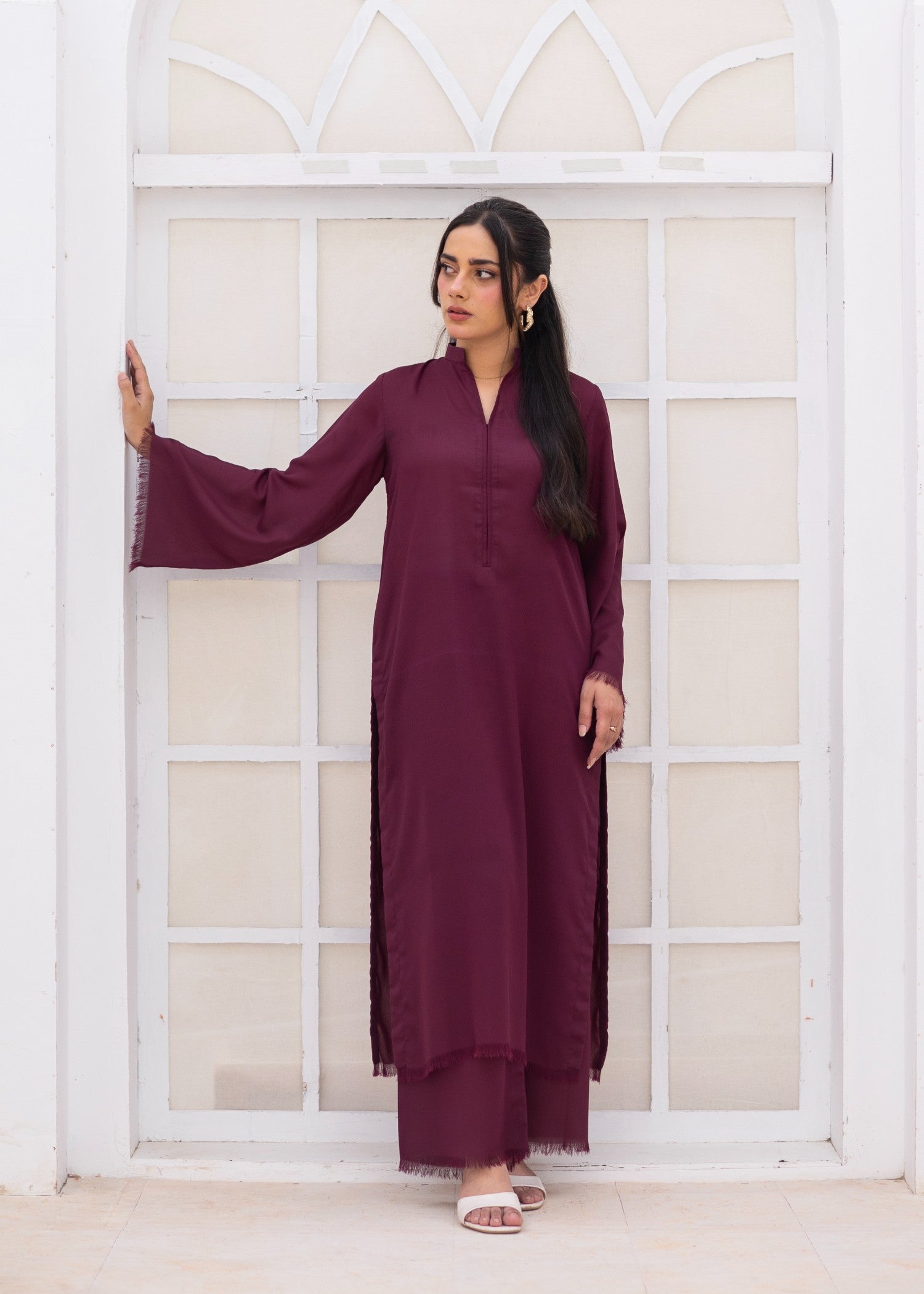 georgette Co Ord Sets in Burgundy