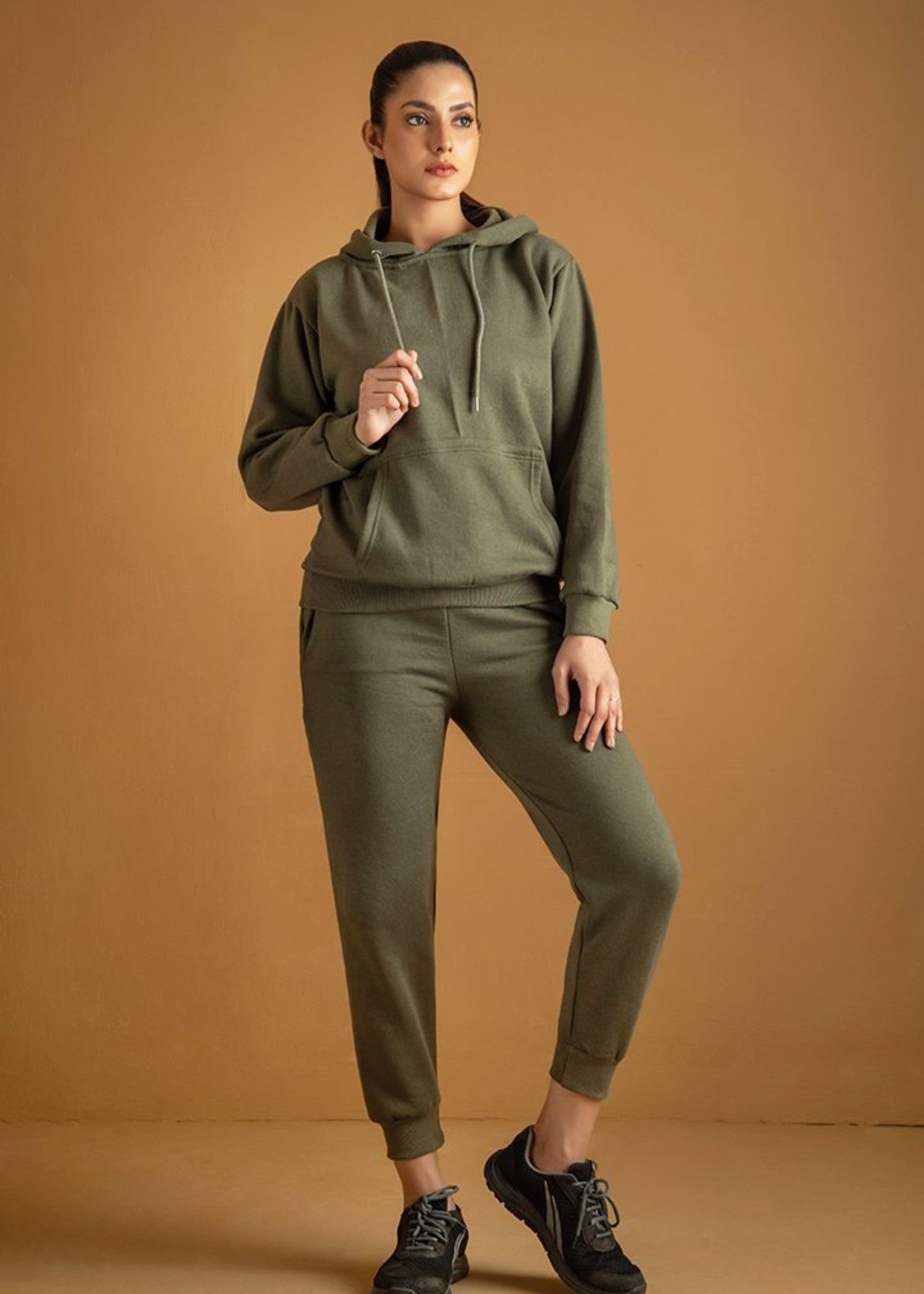 fleece Tracksuit in Olive green