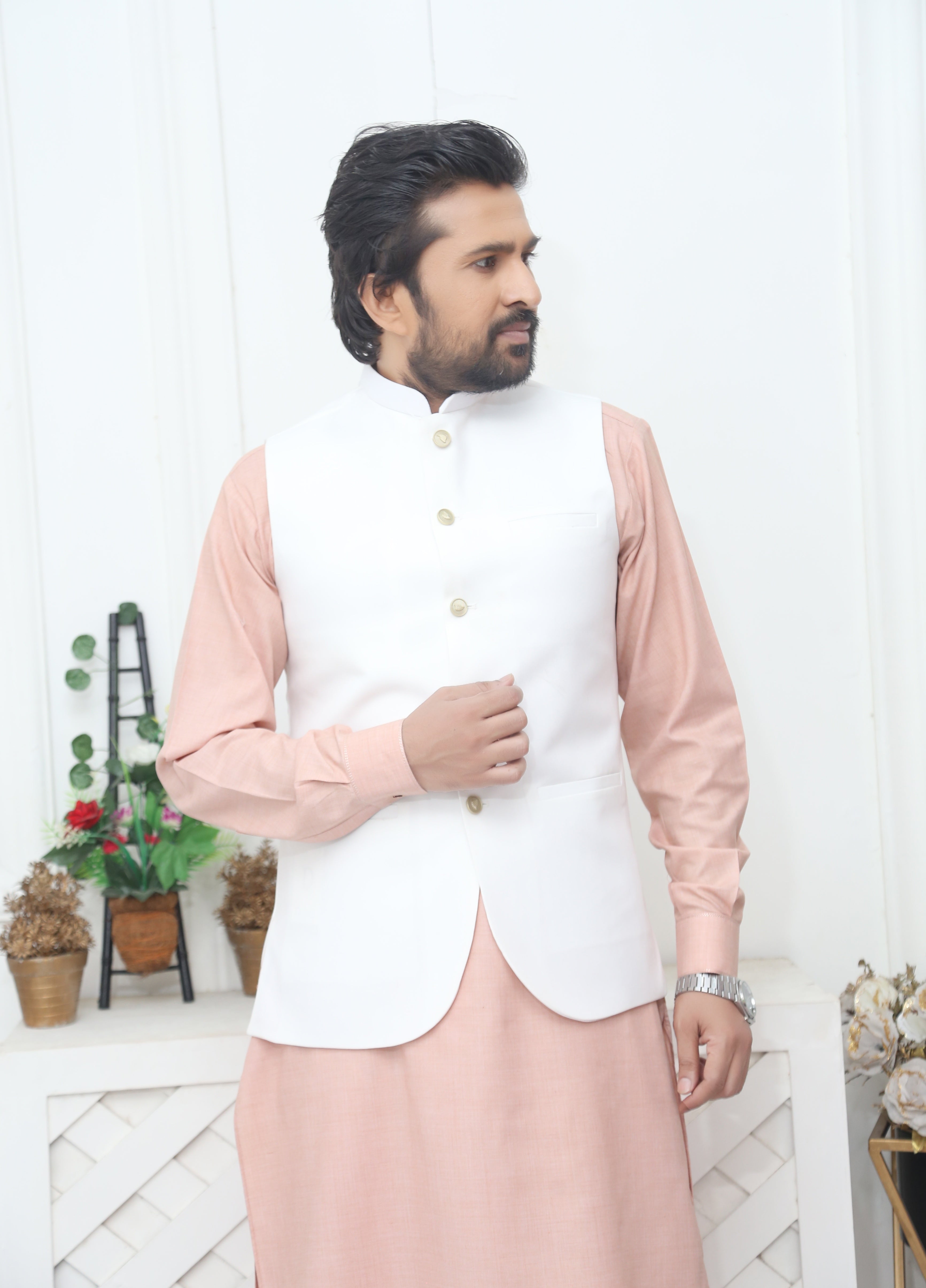tropical Waistcoat in White