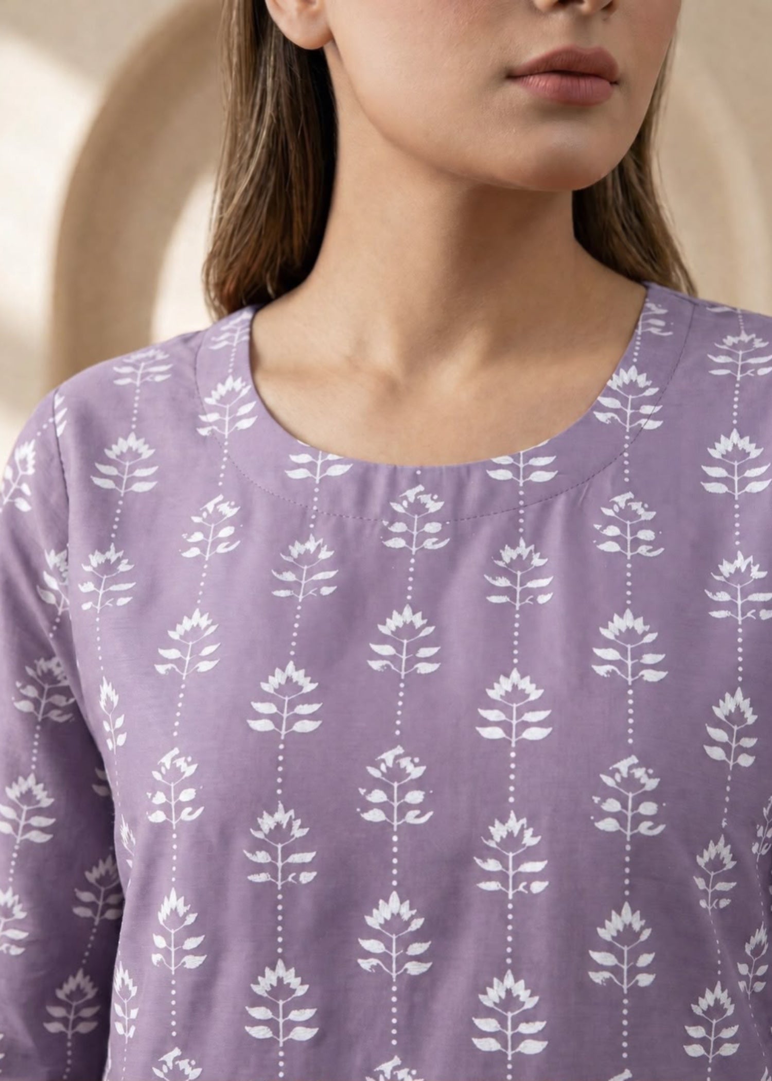 linen Kurta Set in Lilac