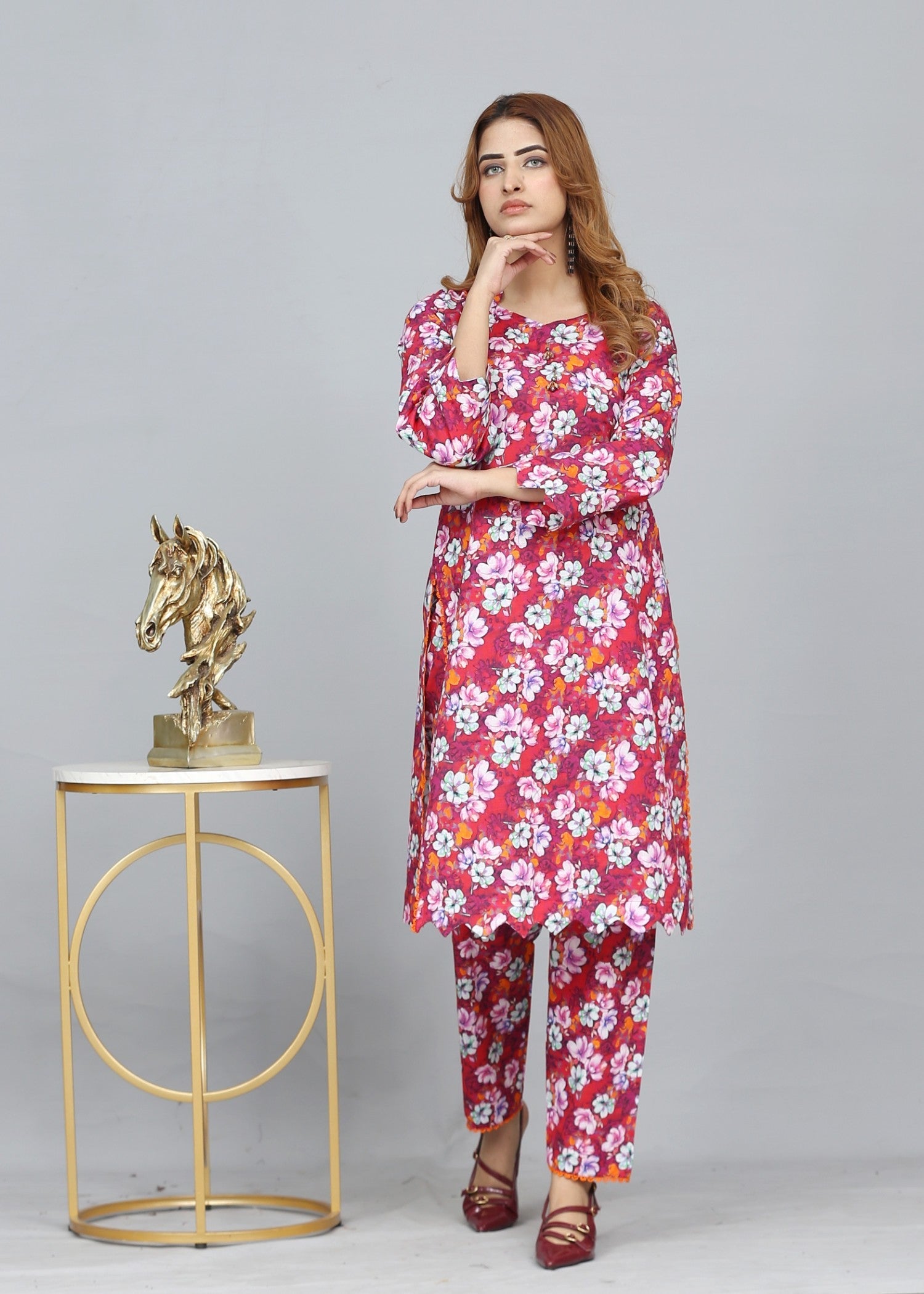 khaddar Unstitched in Pink