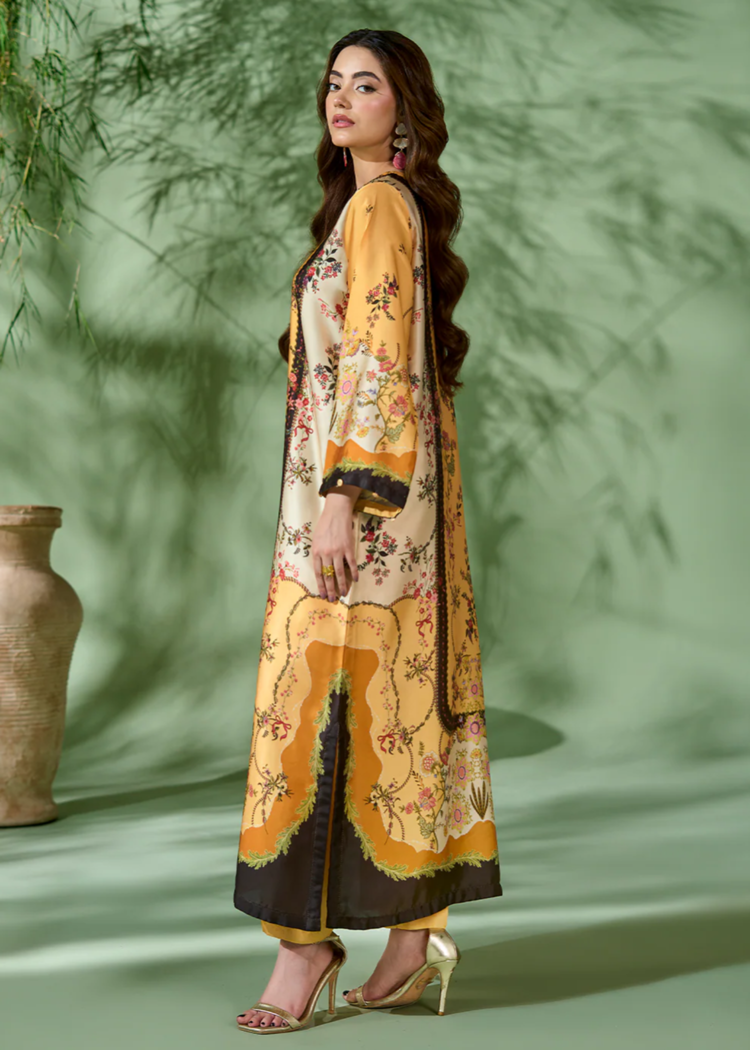 silk Kaftan in Yellow