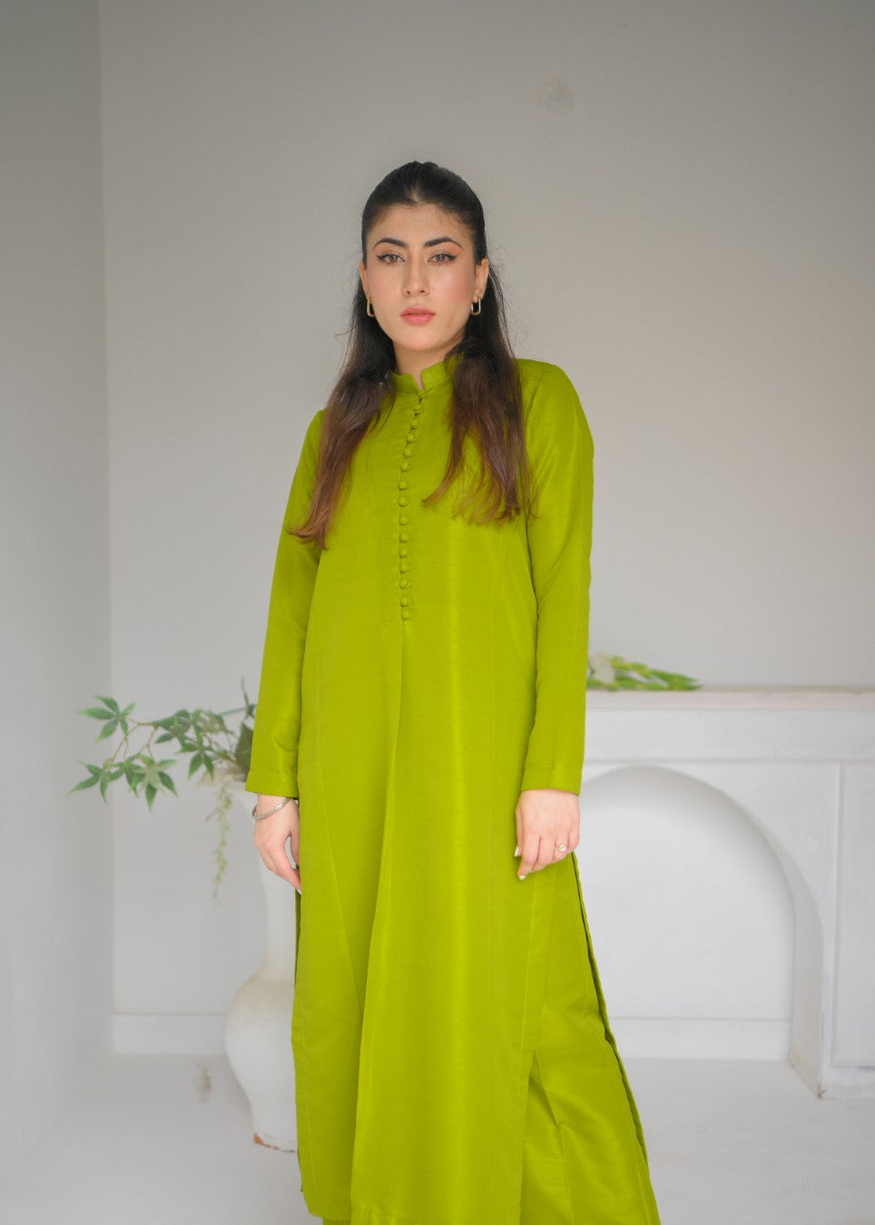 raw silk Co Ord Sets in Green
