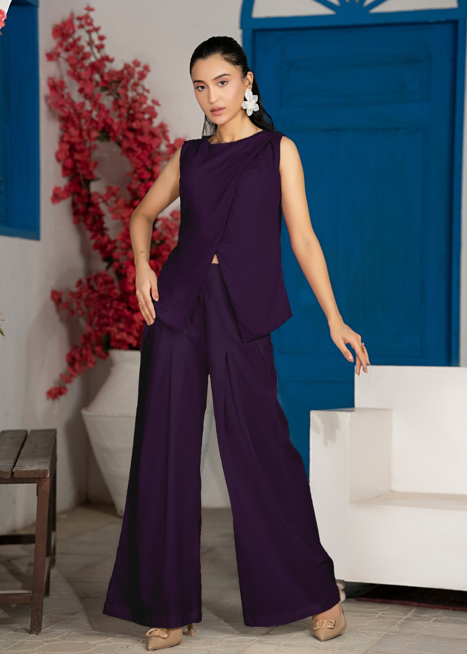 cotton Co Ord Sets in Deep purple