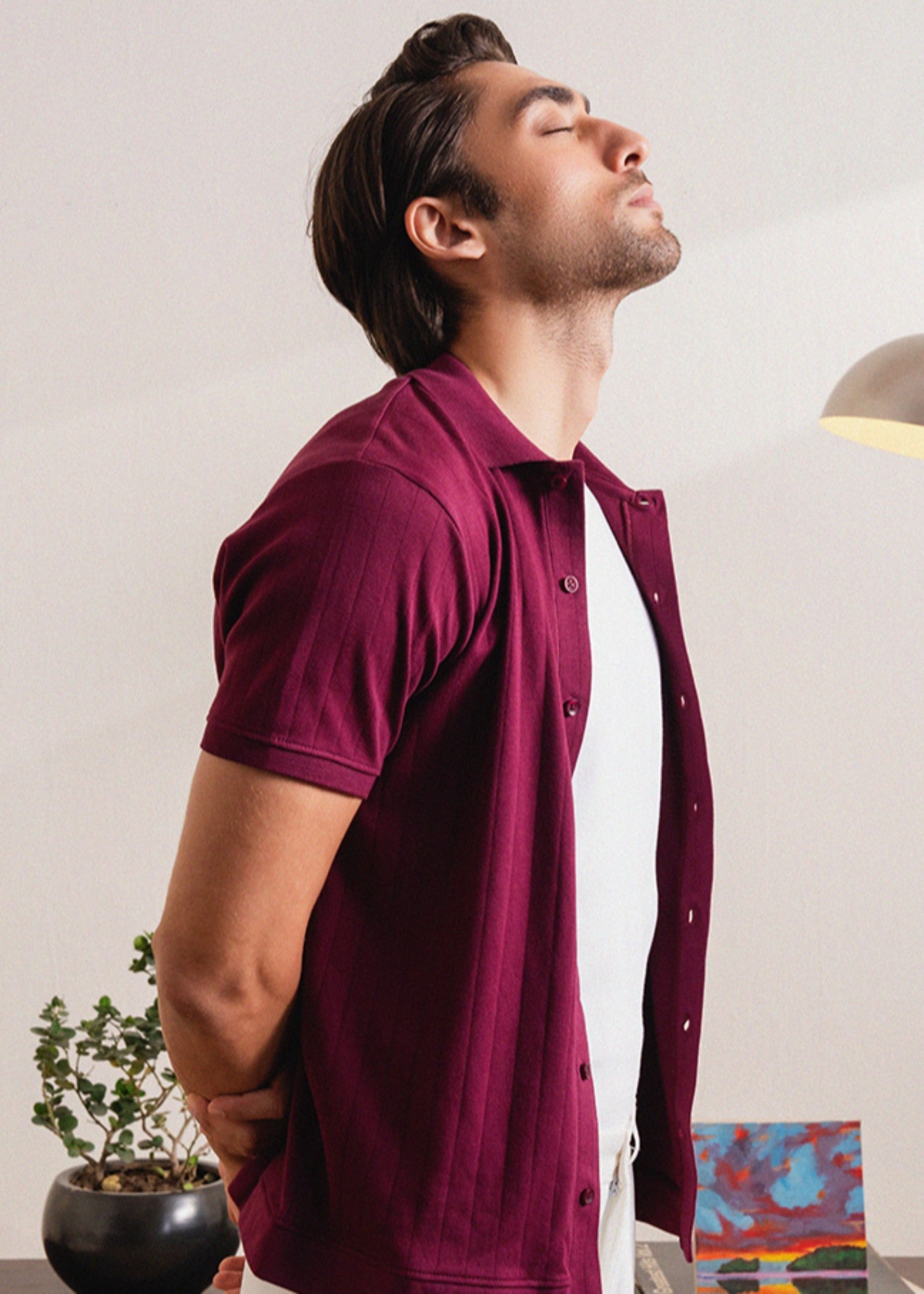 cotton Polo Shirt in Wine