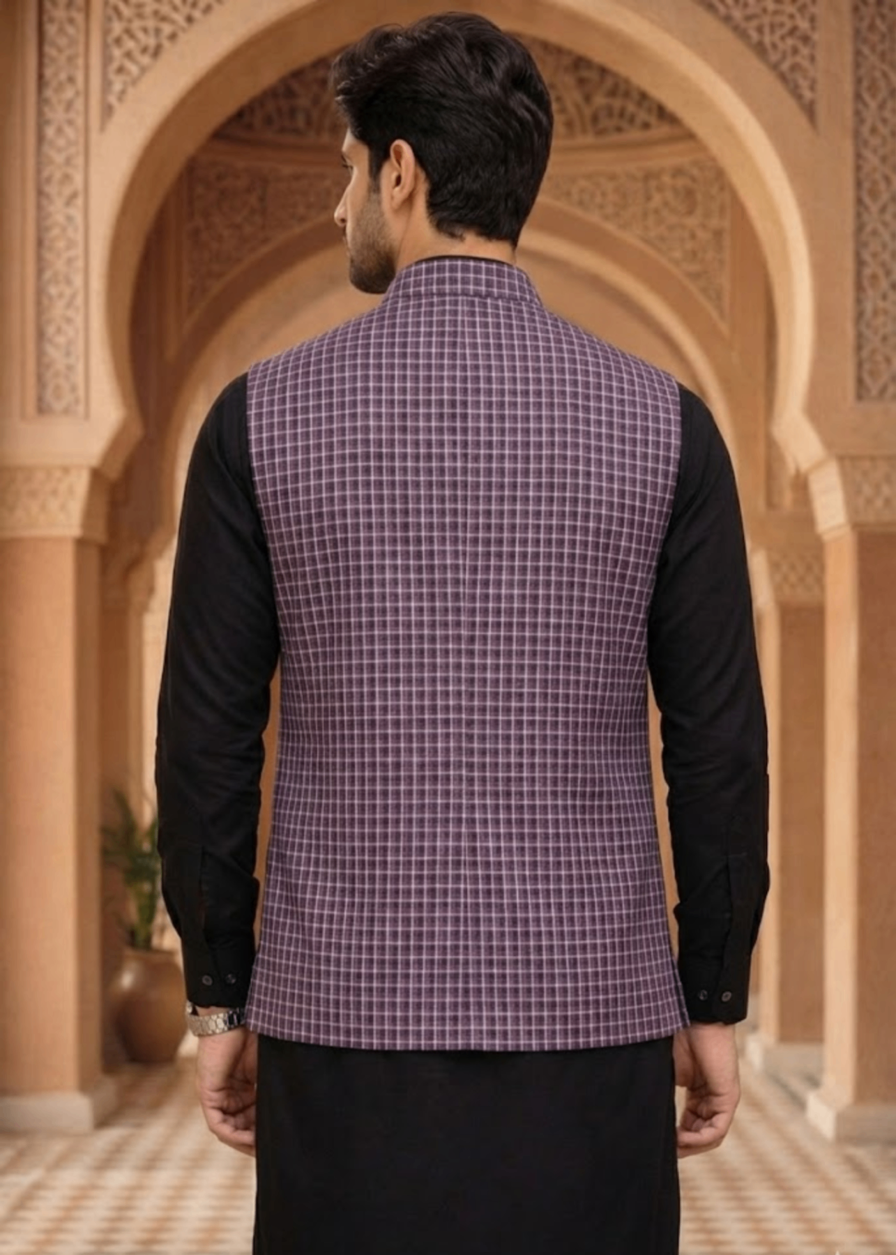 yarn dyed Waistcoat in Purple
