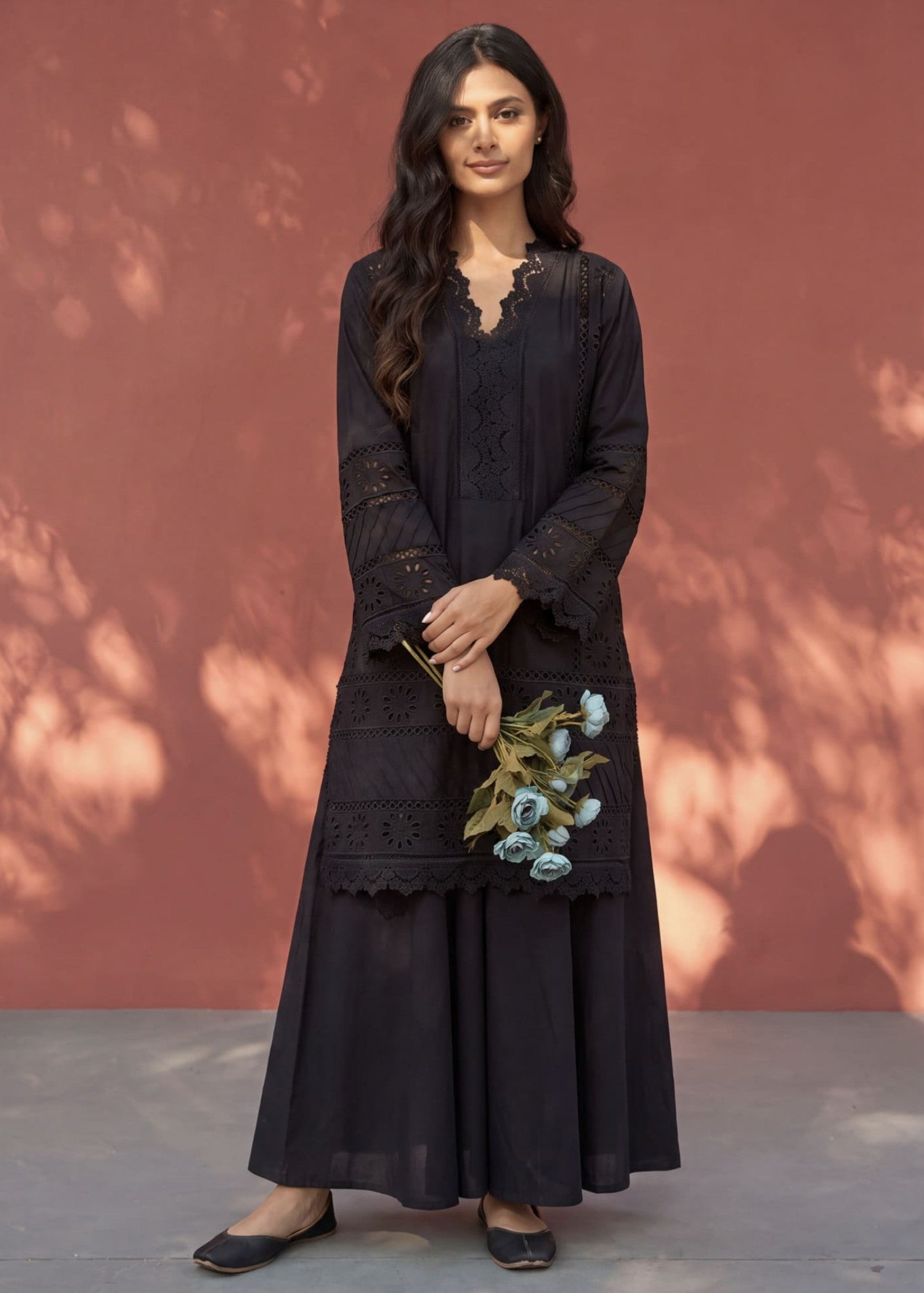 lawn Sharara in Black