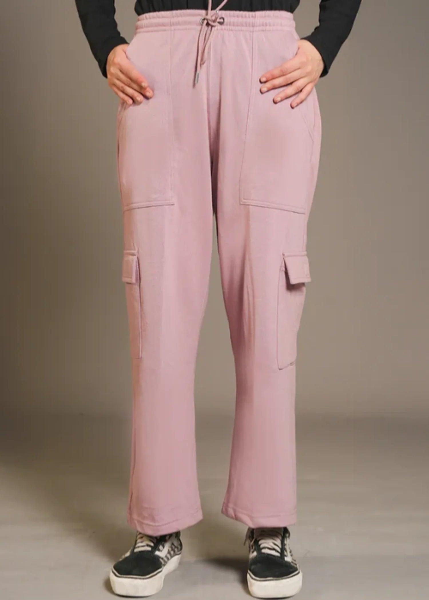french terry Trousers in Mauve pink