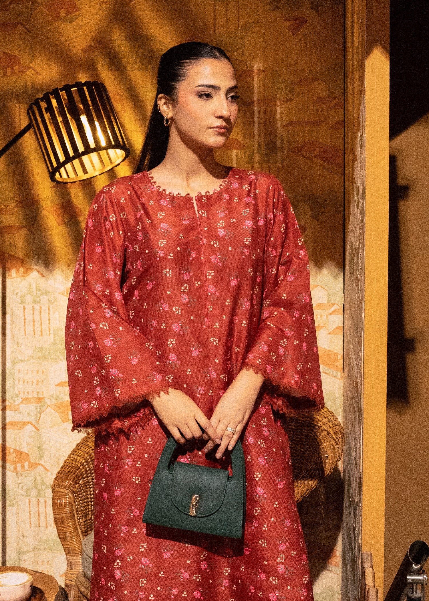summer khaddar Kaftan in Brown