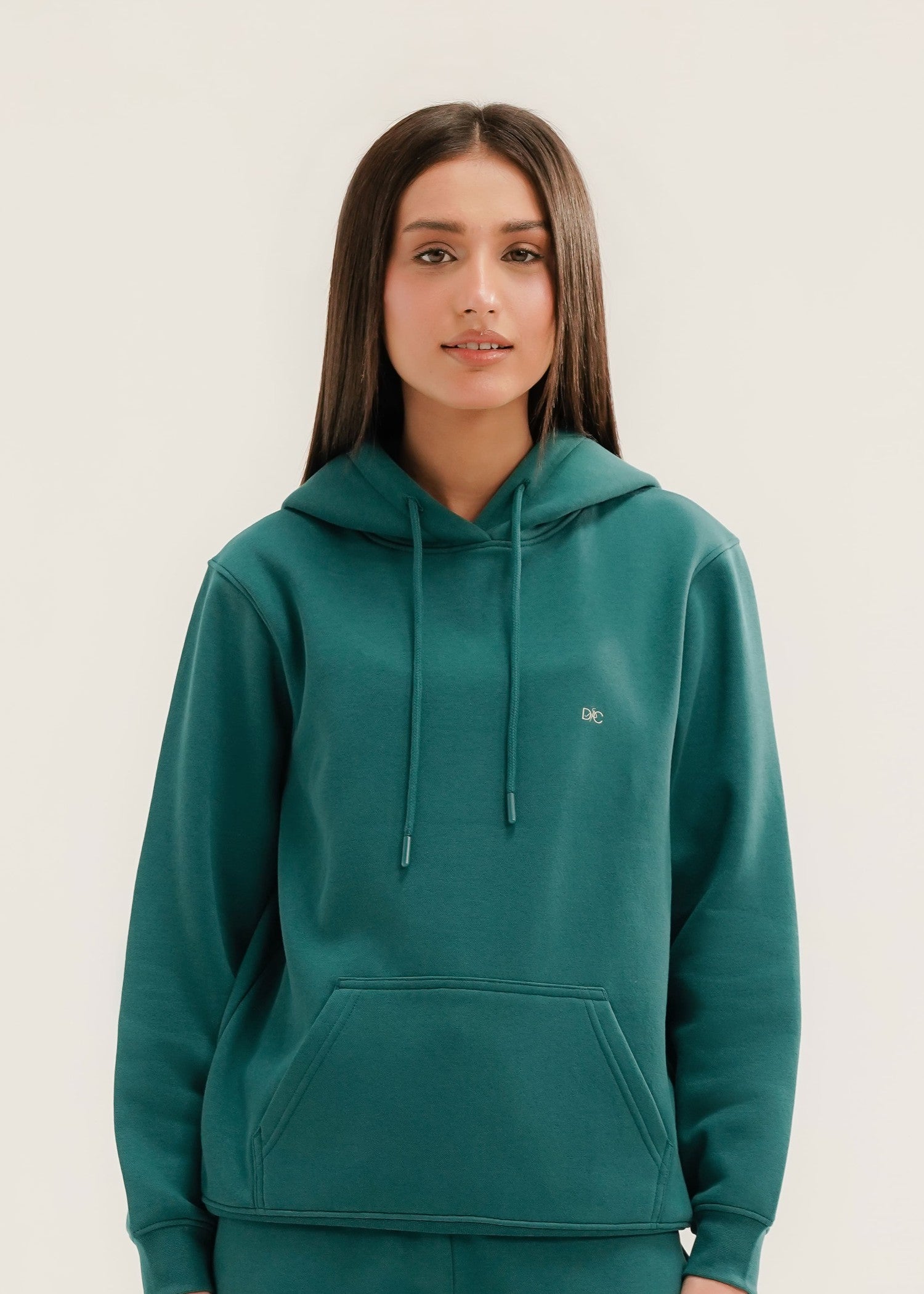 fleece Hoodie in Pine green