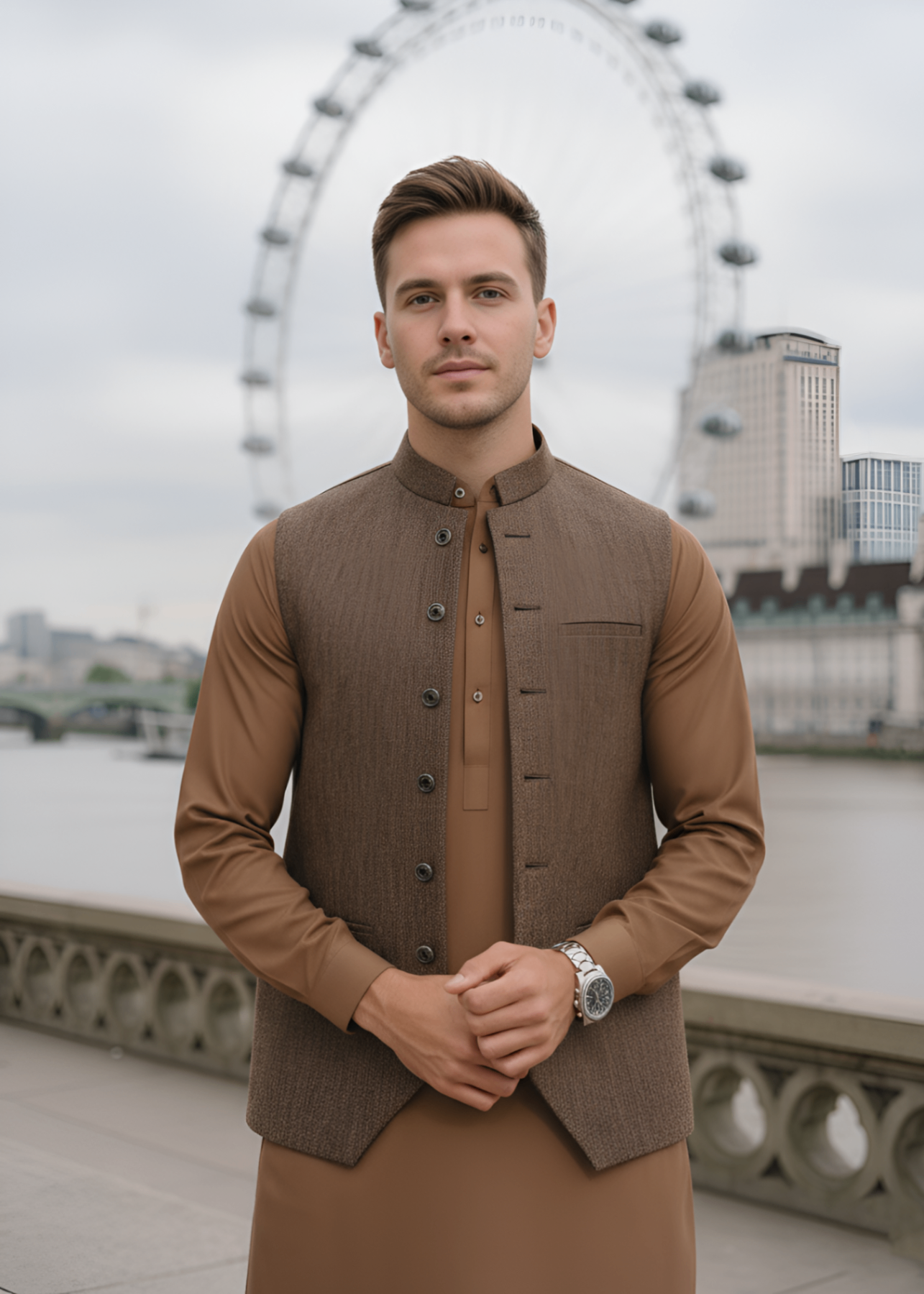 suiting Waistcoat in Brown by The Great Masters (TGM)
