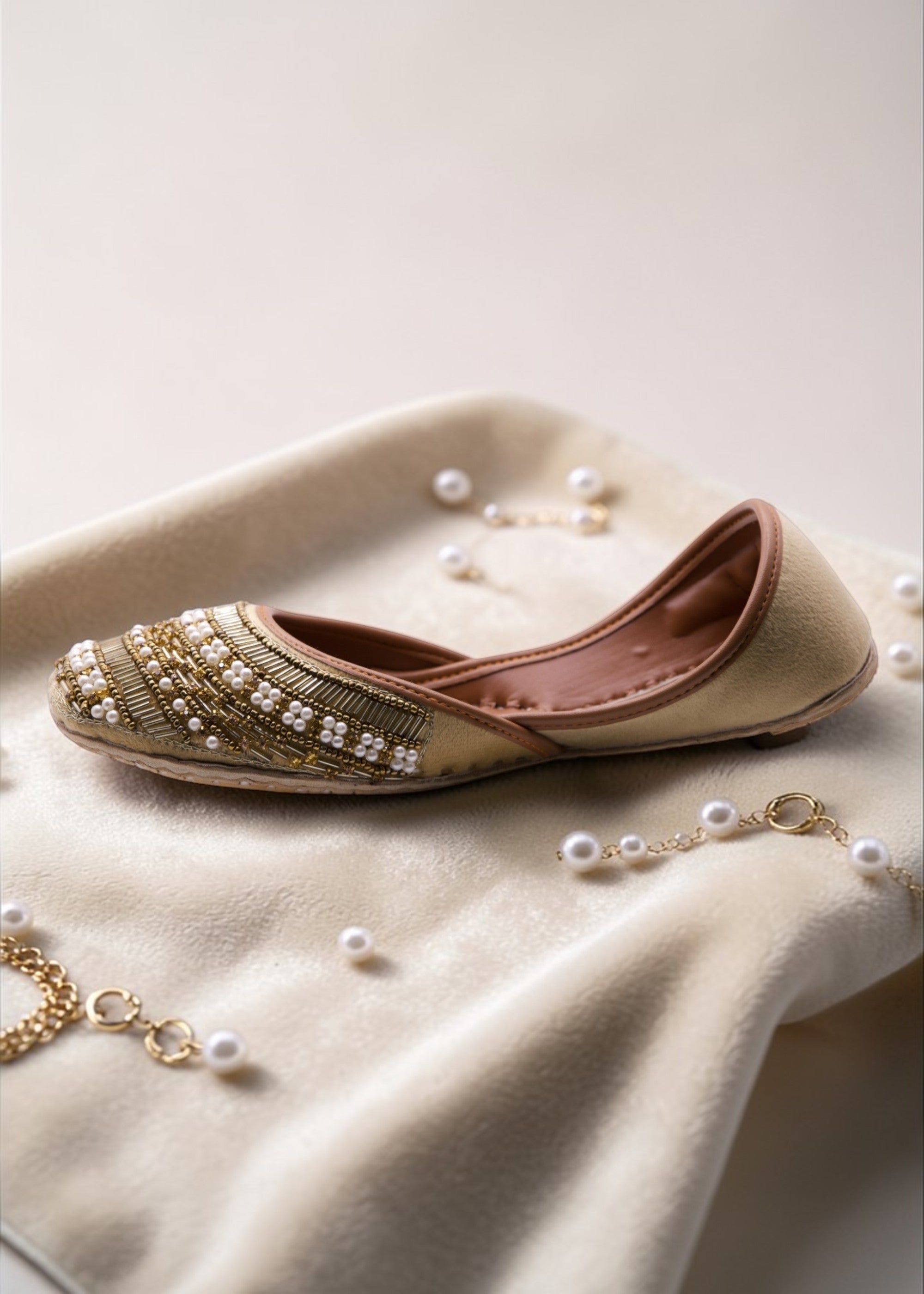 Khussa in Champagne by - High Quality Women Khussa BGZ8496