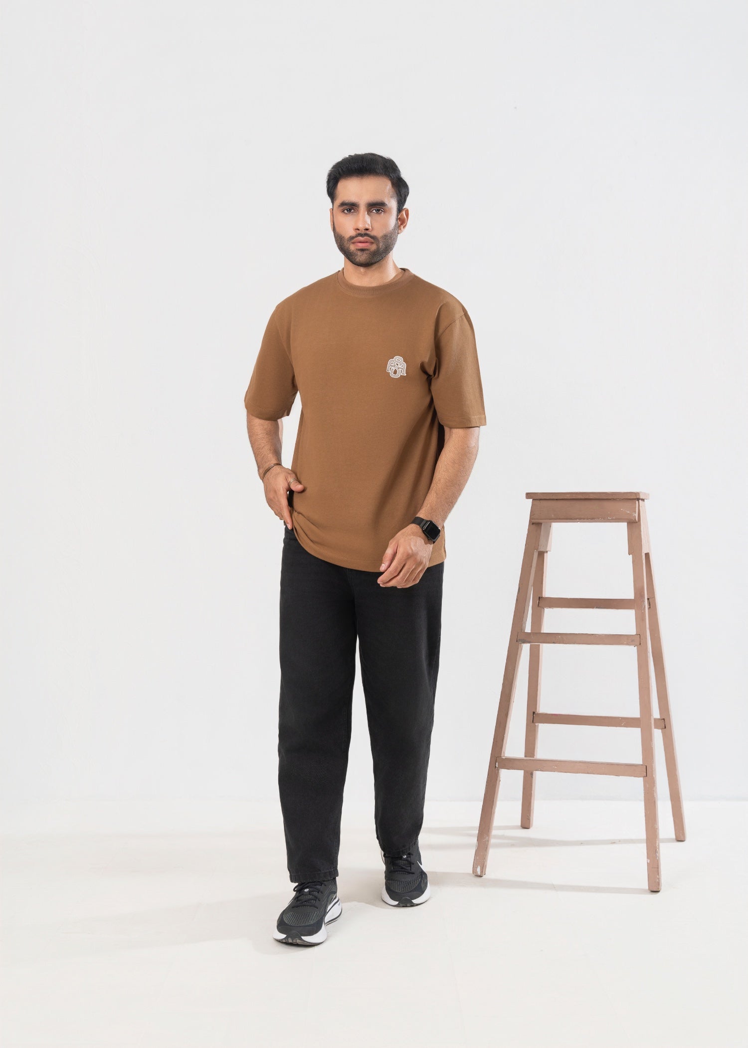 cotton jersey T Shirt in Hazelwood brown
