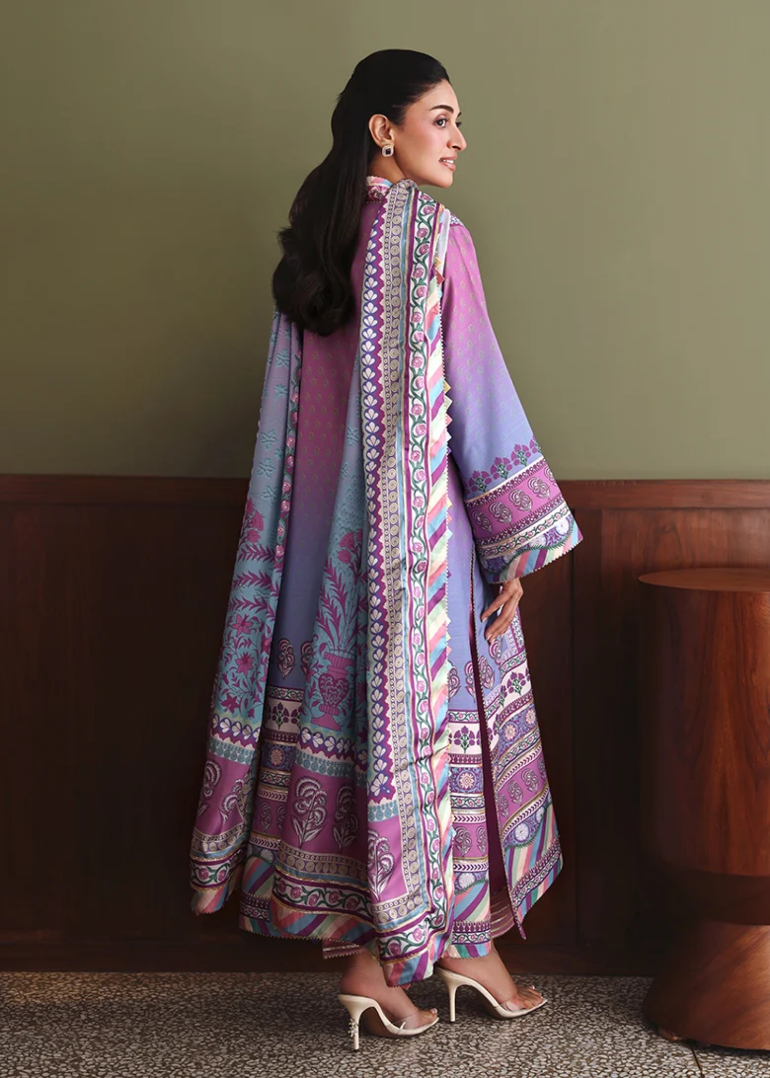raw silk Unstitched in Lilac