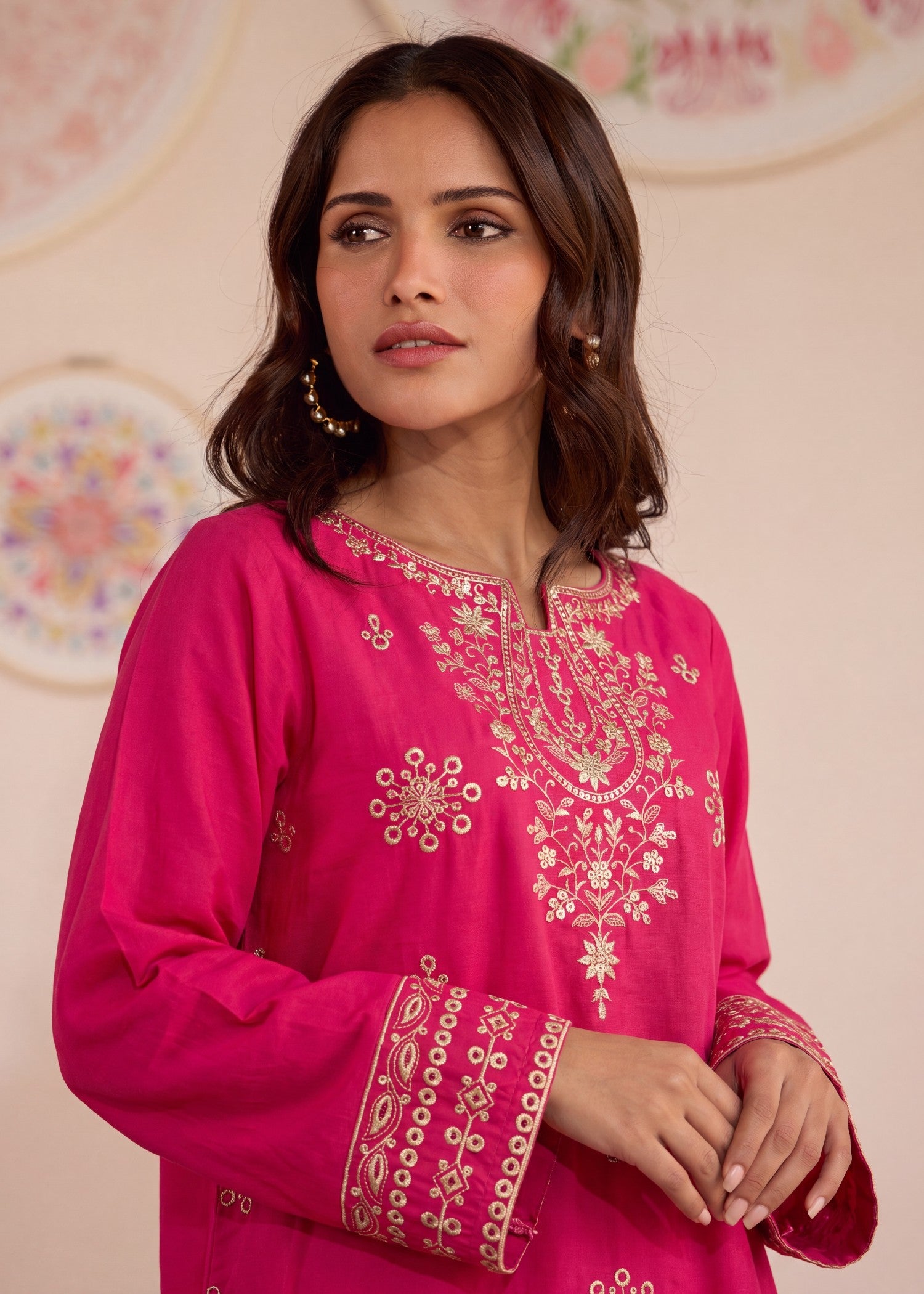 lawn Kurta Set in Raspberry