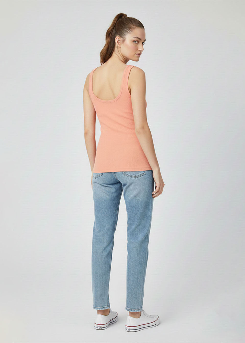 cotton jersey Tank Top in Peach pink