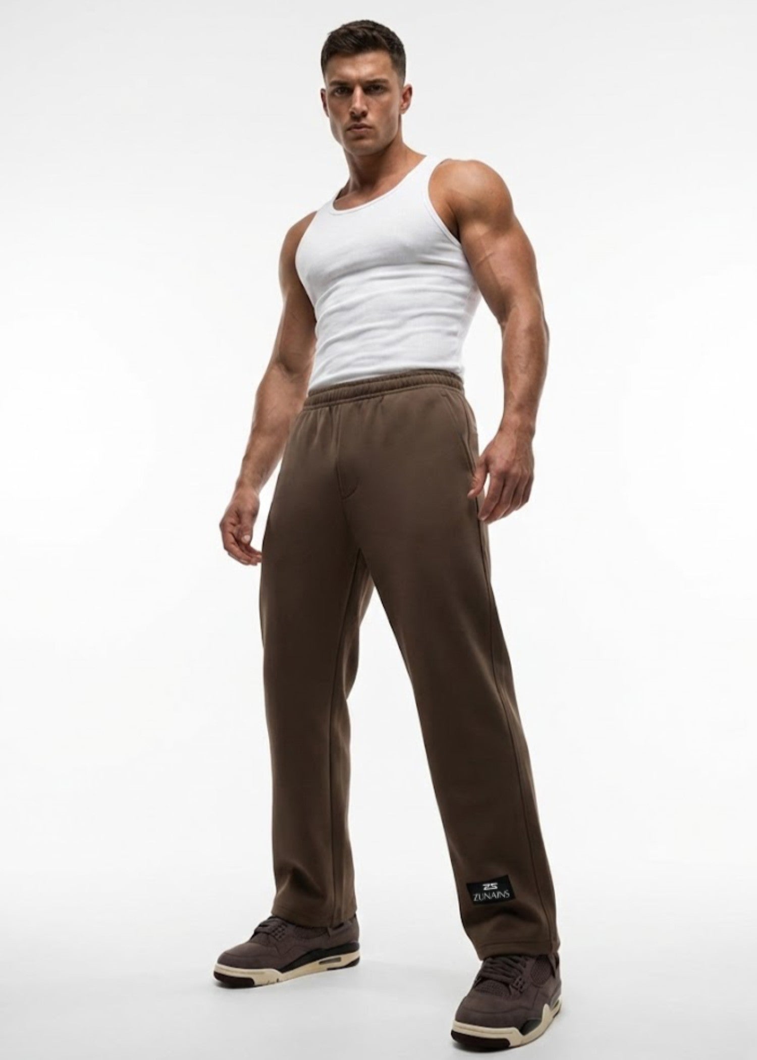 cotton Trousers in Camel brown