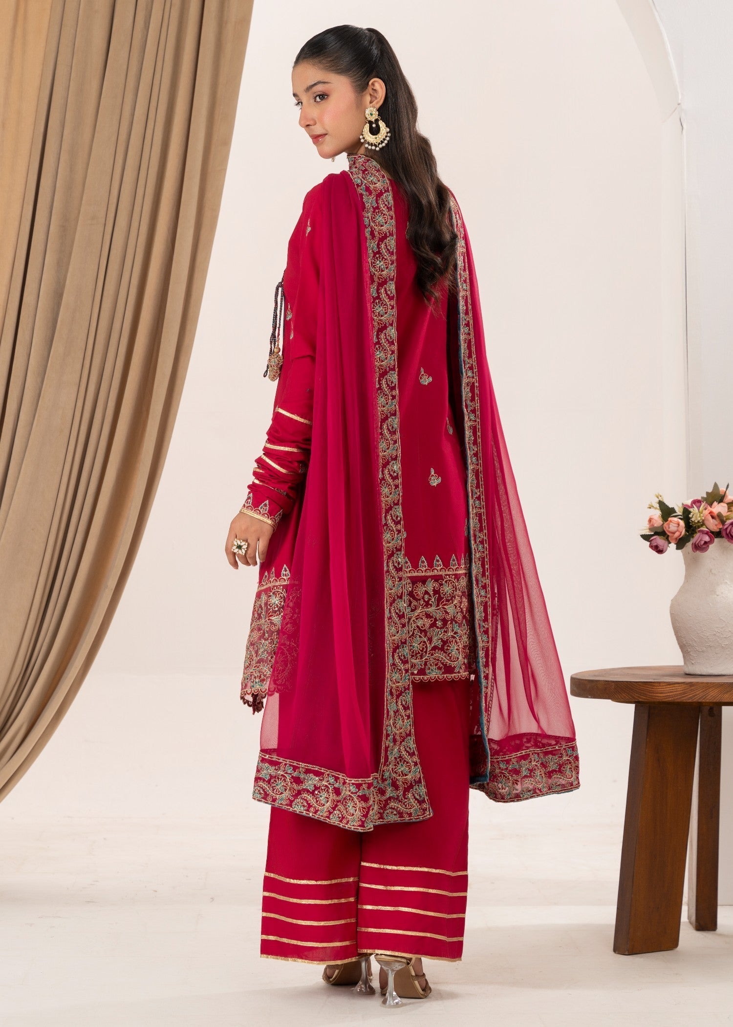 cotton Angrakha in Hot pink