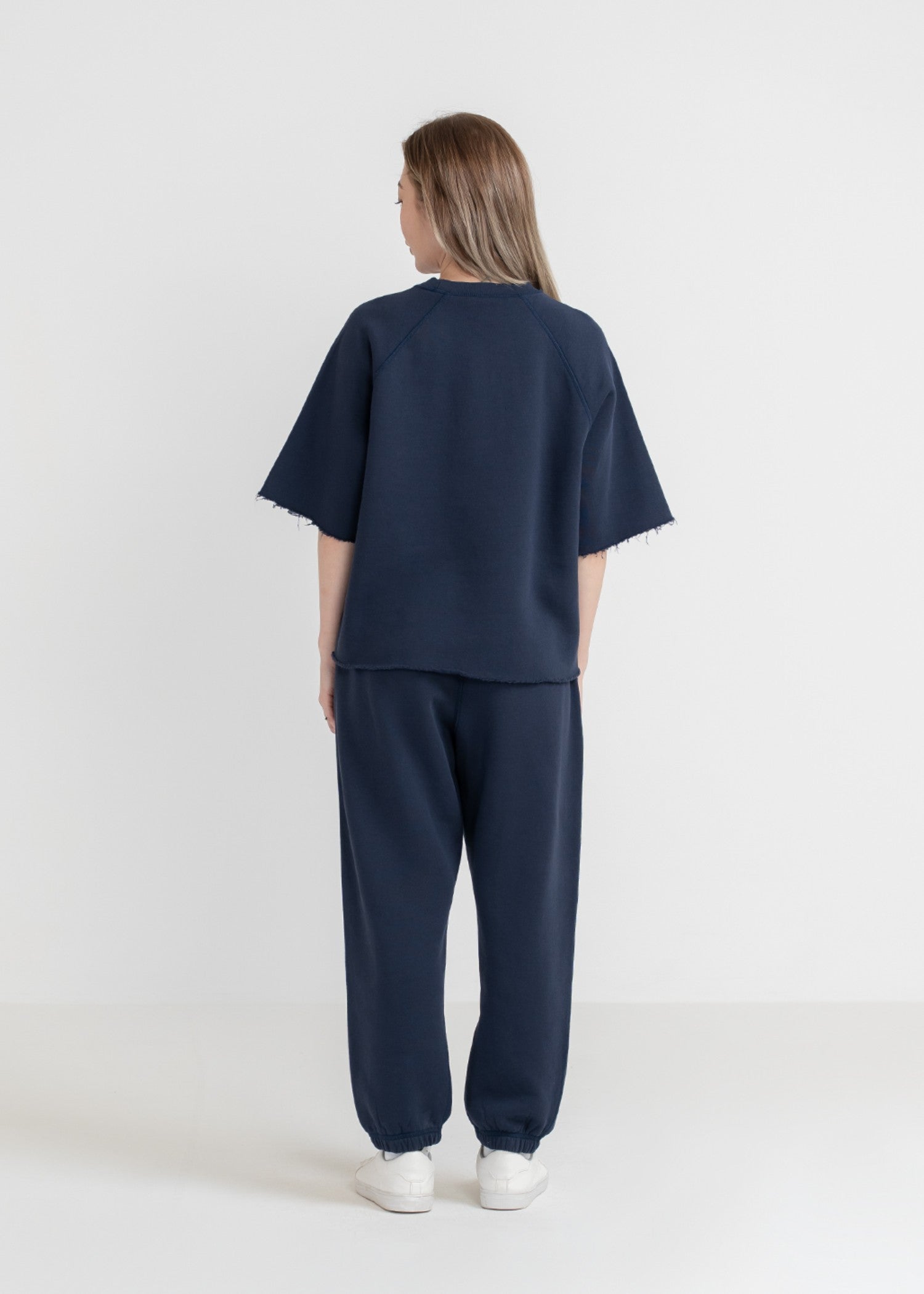 fleece T Shirt in Navy blue