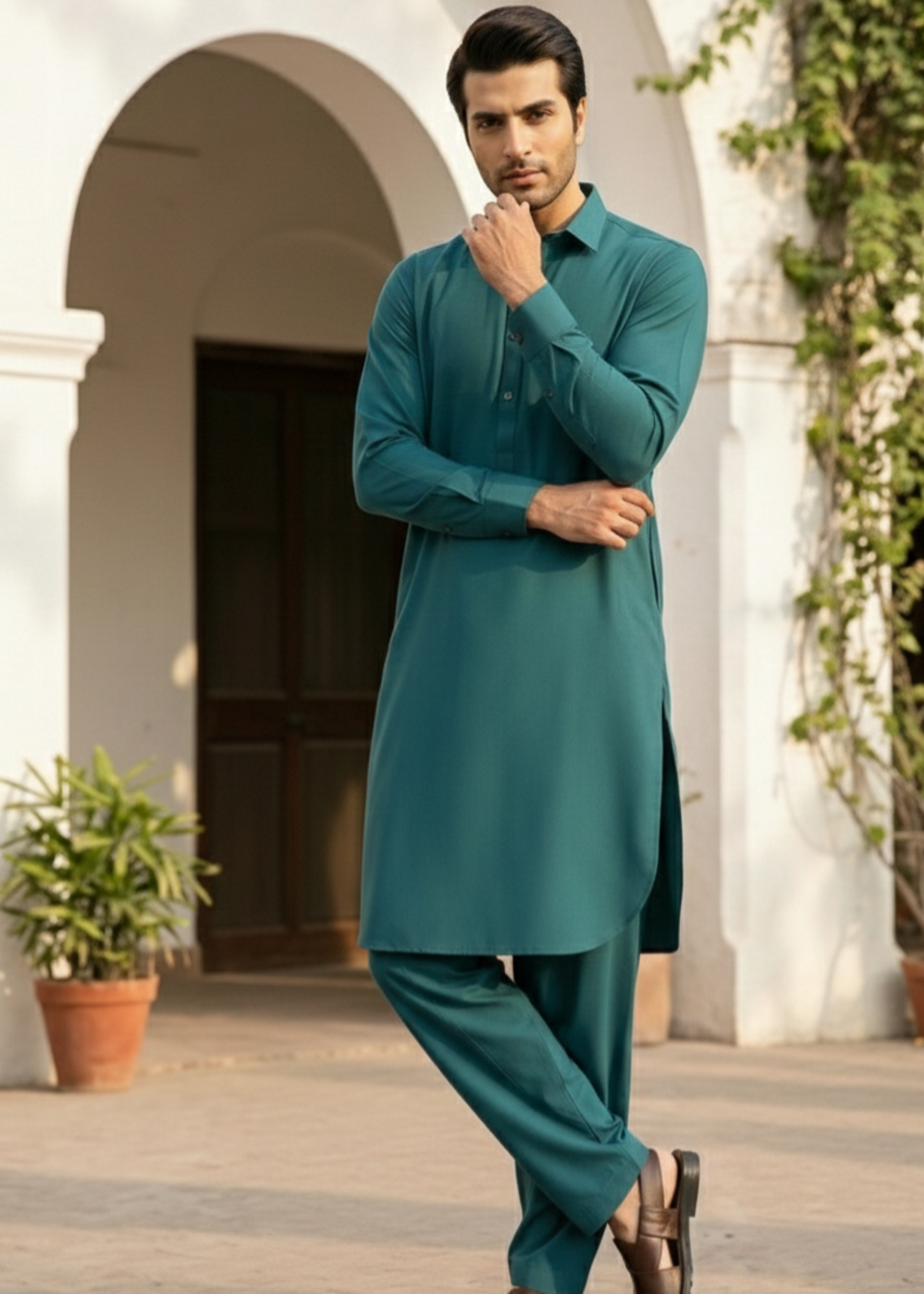 wash & wear Shalwar Kameez in Green