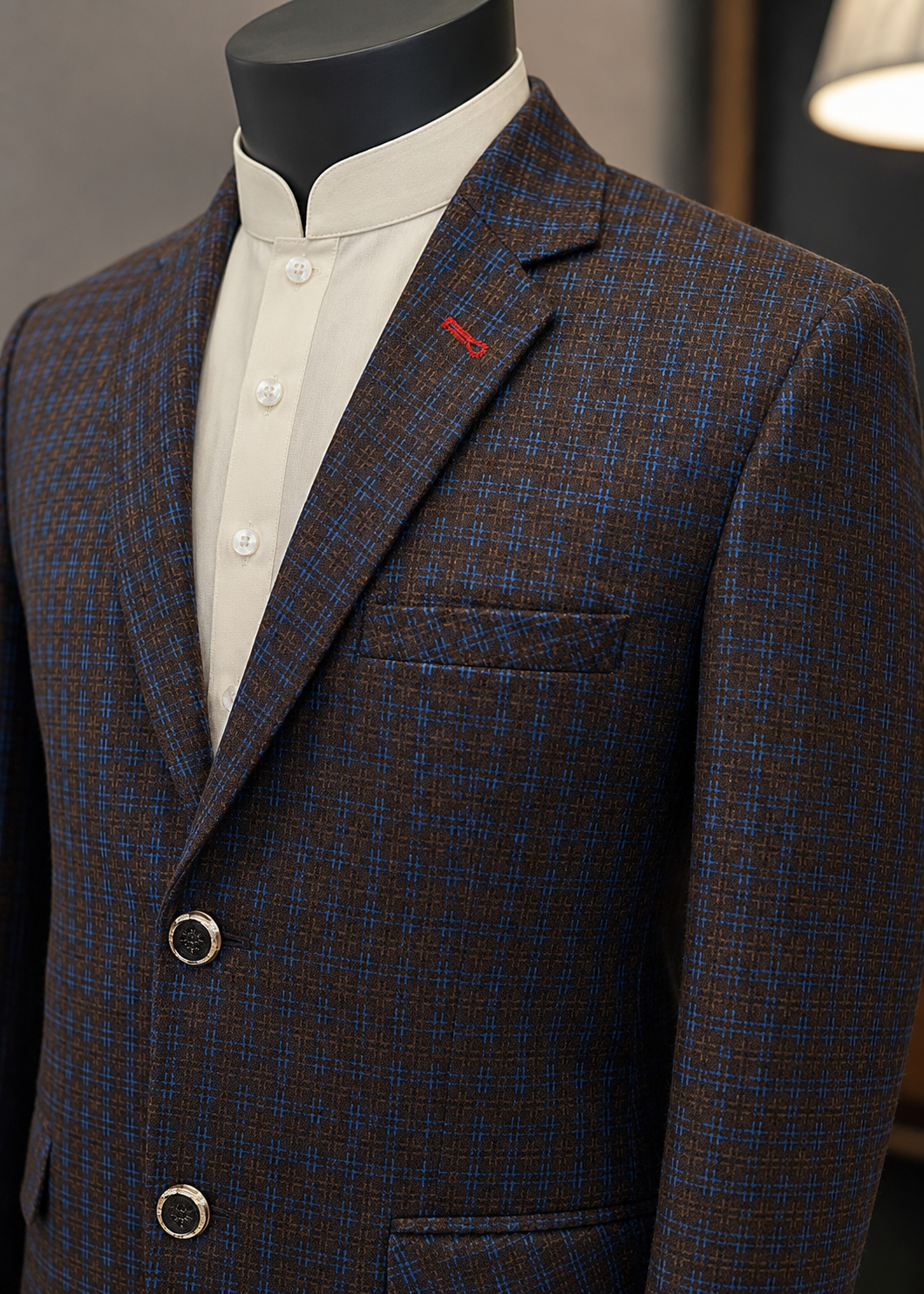 wool Blazer in Dark brown