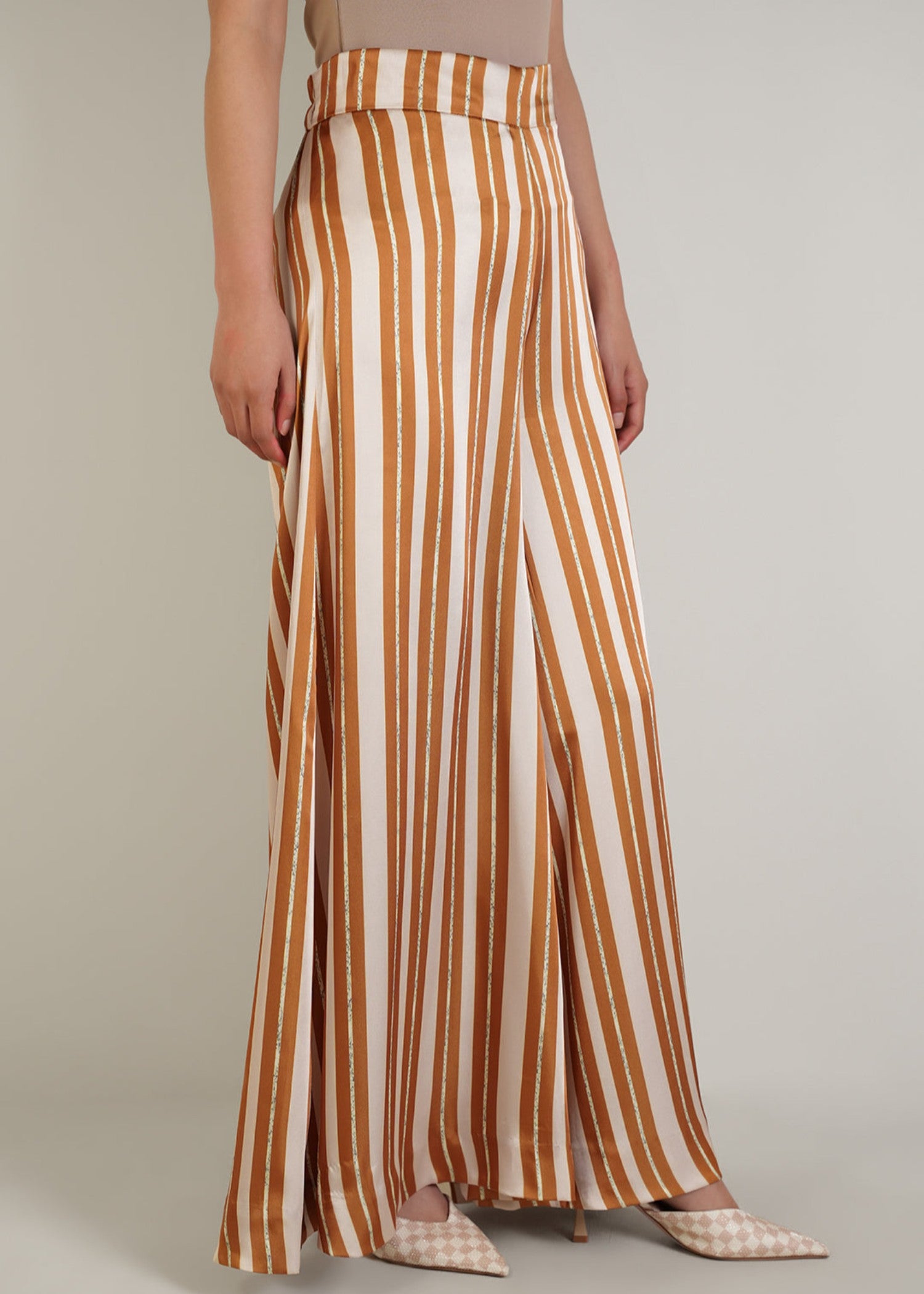 silk charmeuse Trousers in Multi