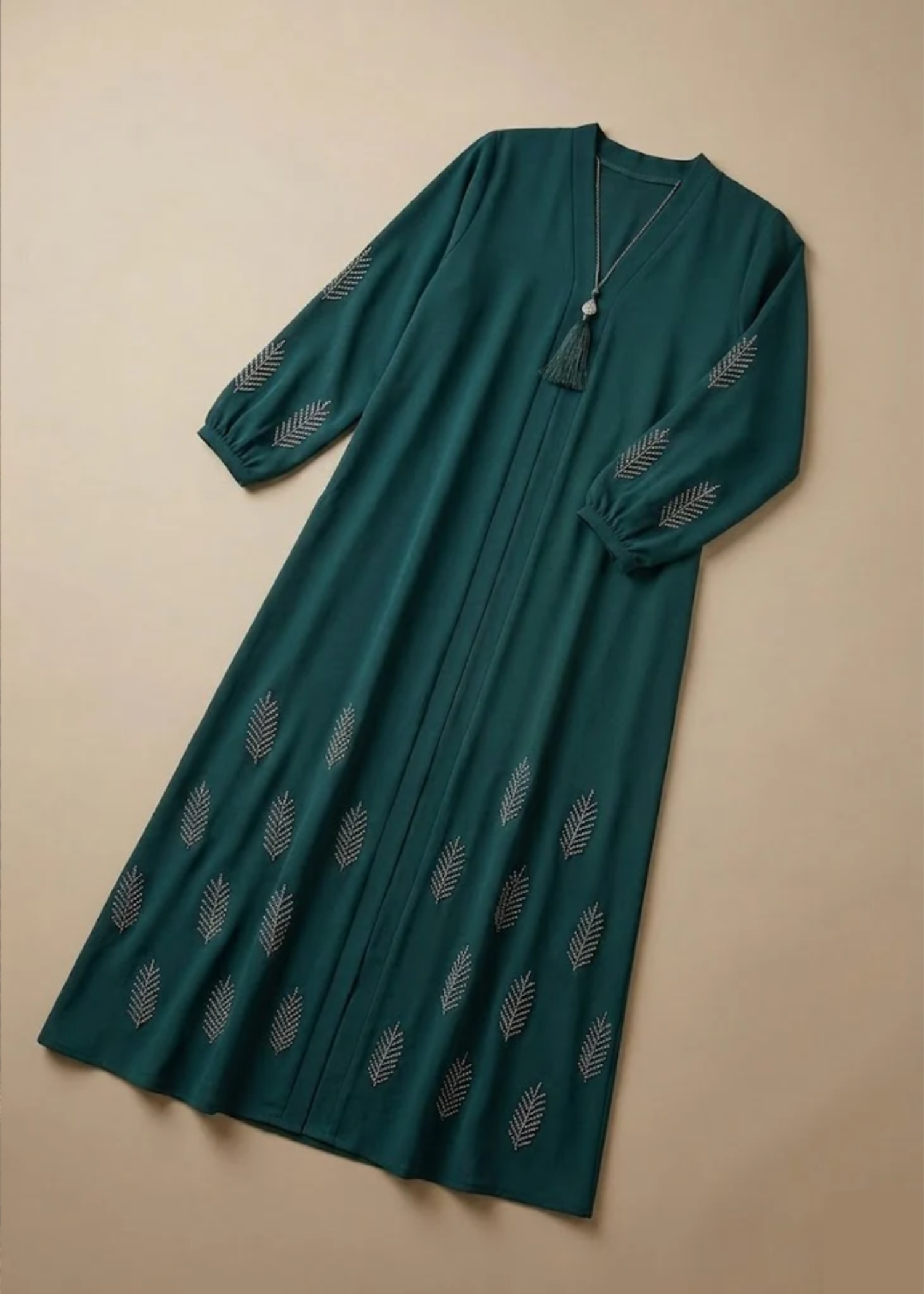 silk Abaya in Bottle green