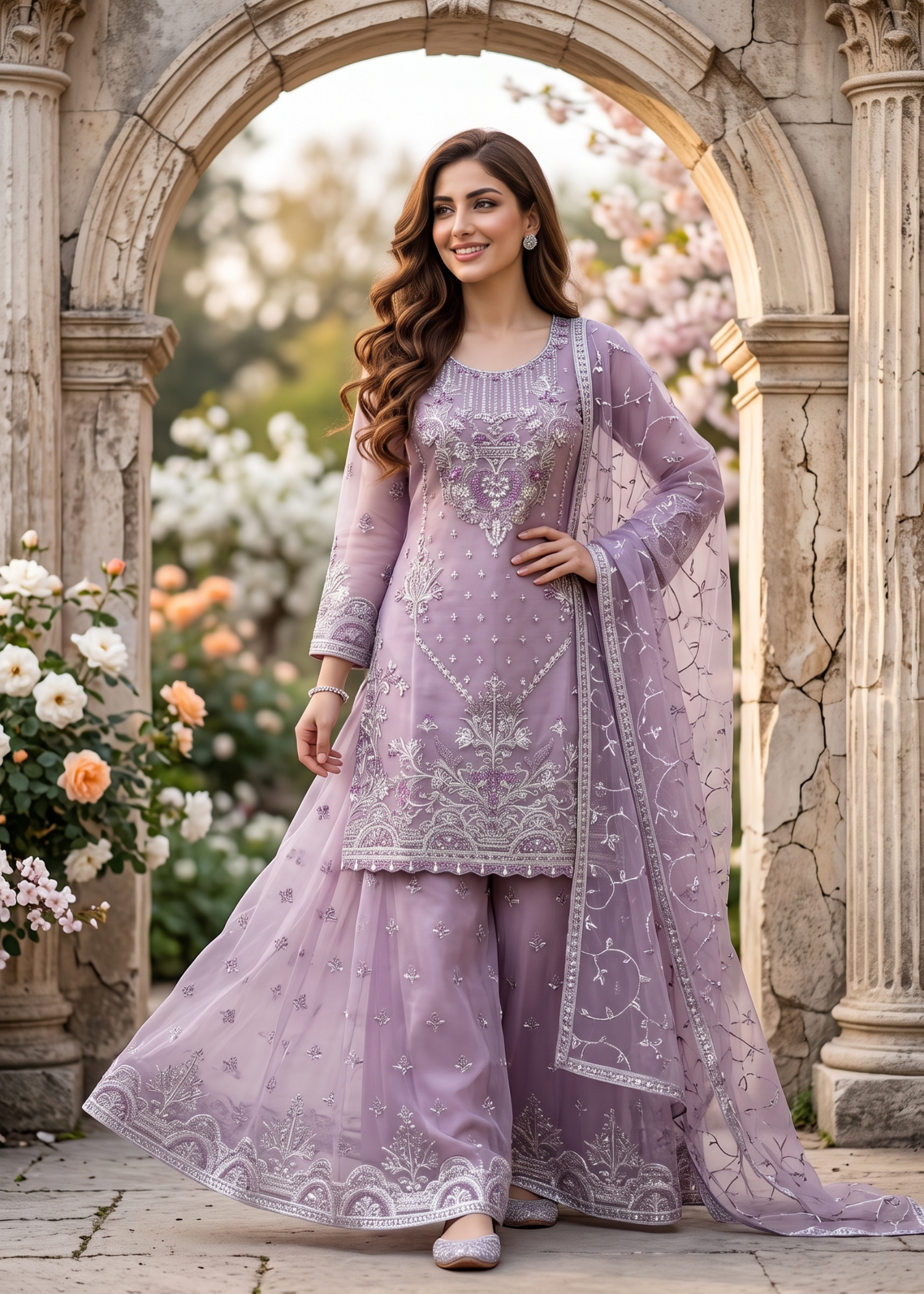 organza Sharara in Mauve