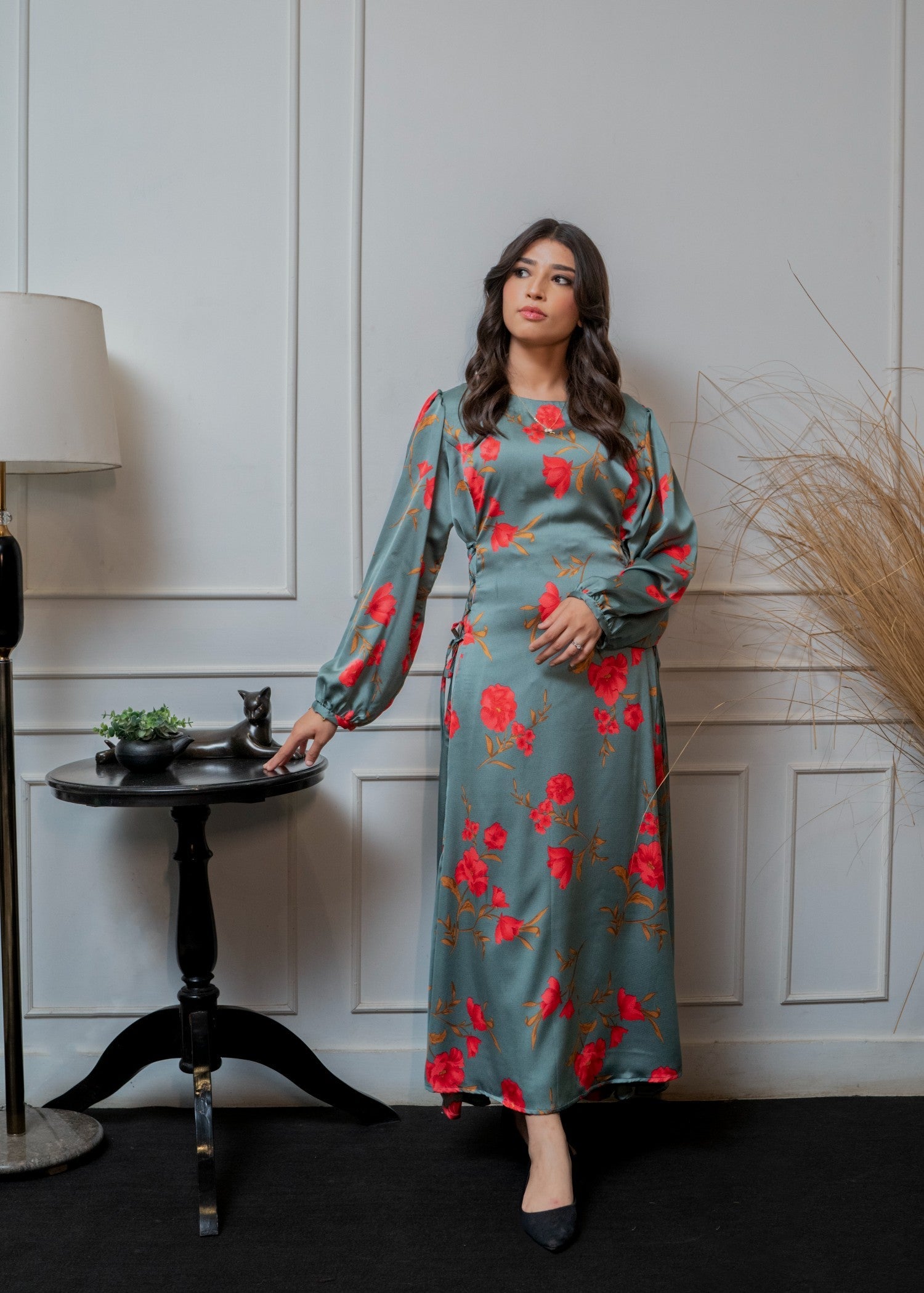 blended grip silk Dress in Pastel green
