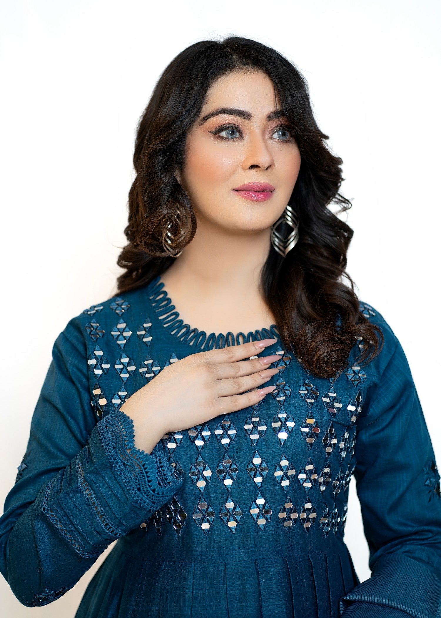 cotton Short Frock in Teal