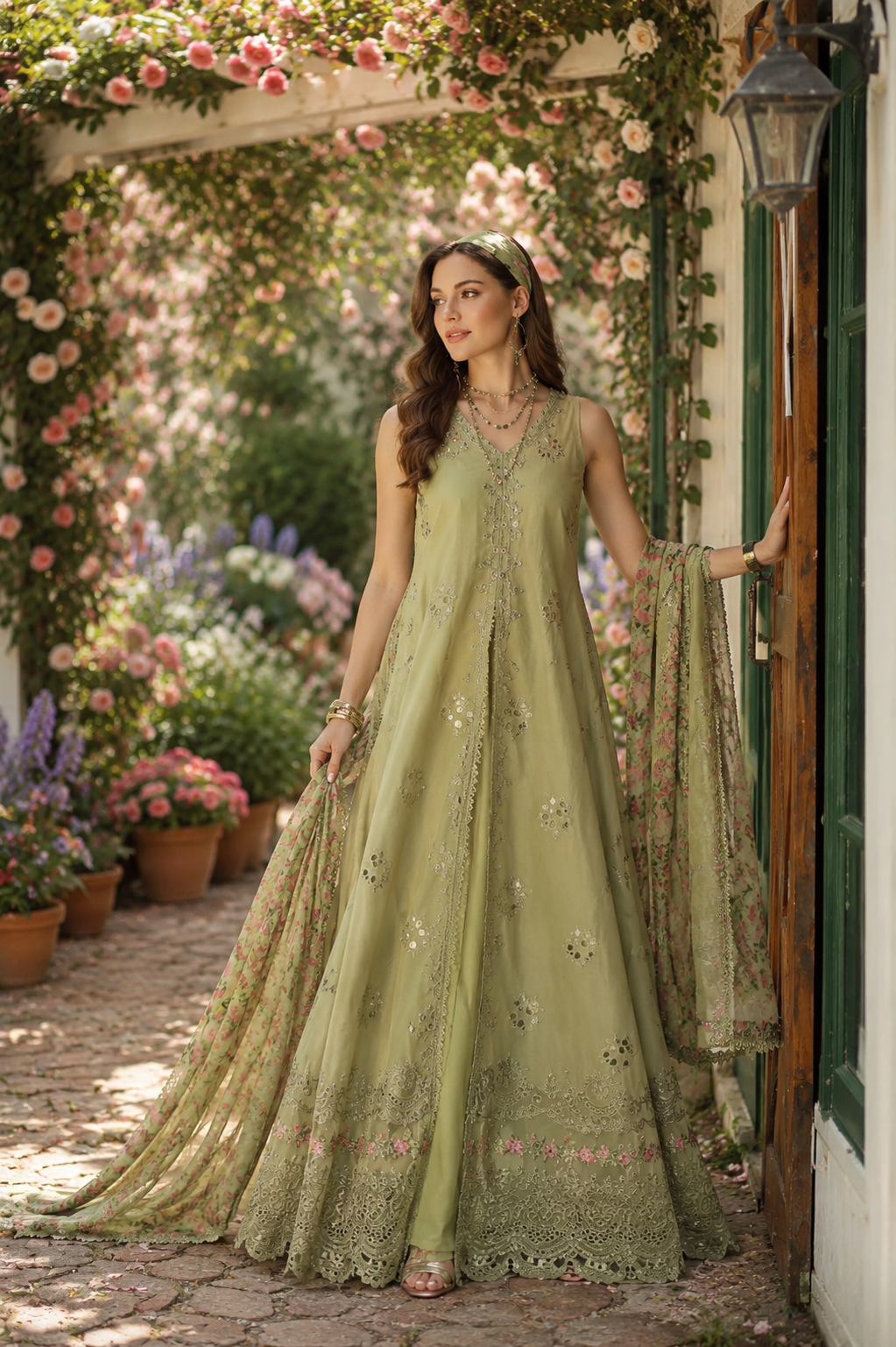 Noor Eid Printskhas Lawn – D12 – Mint Reverie