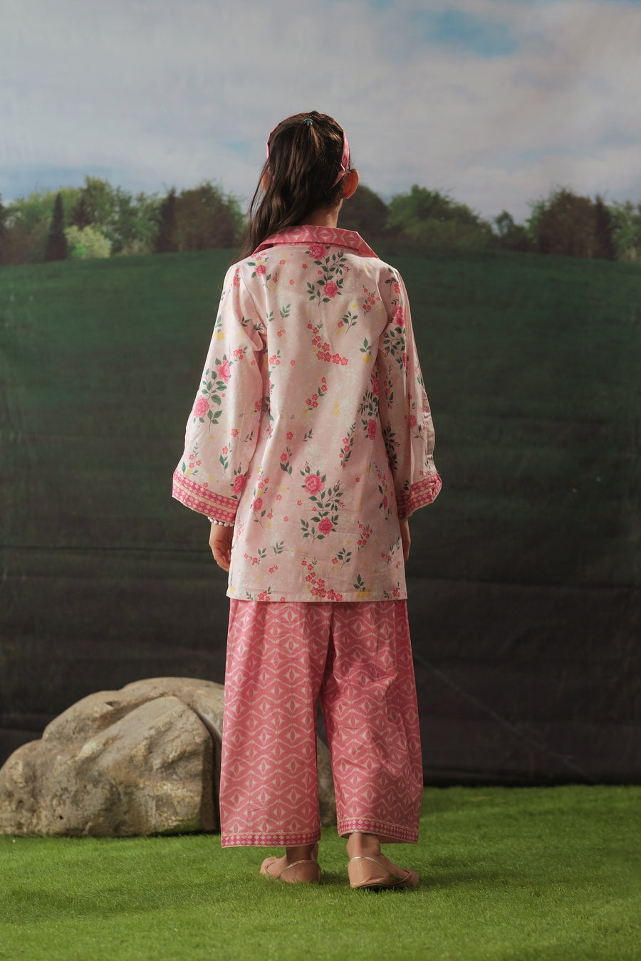 lawn cotton Kurta Set in Blush pink