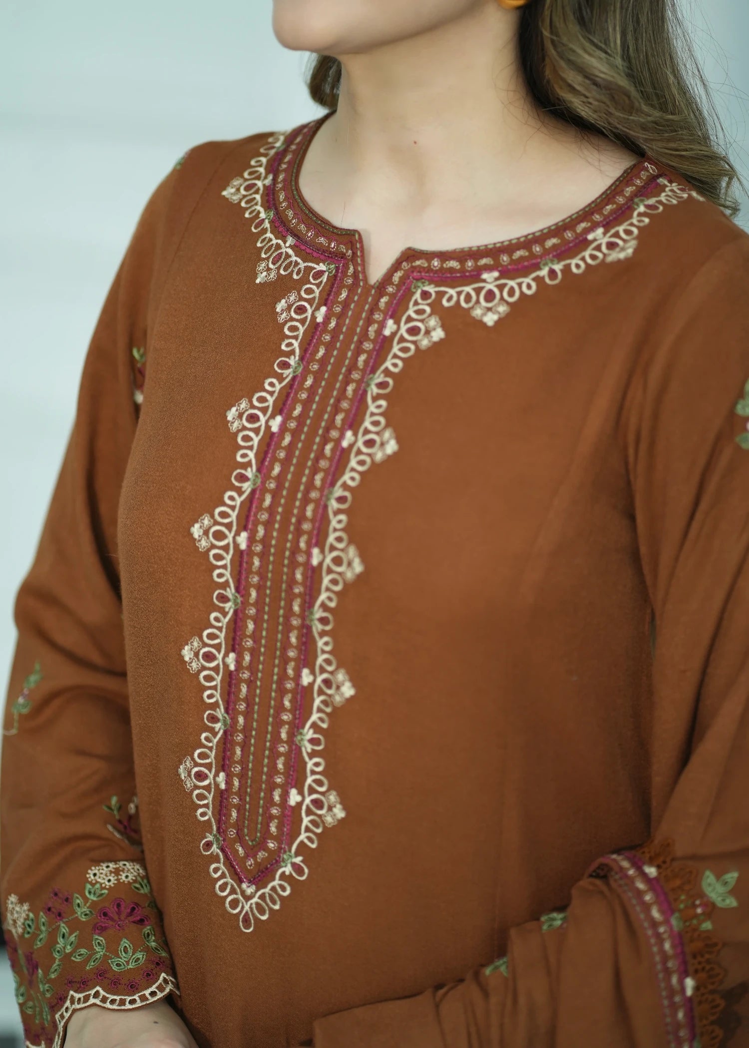 dhanak Kurta Set in Chili orange
