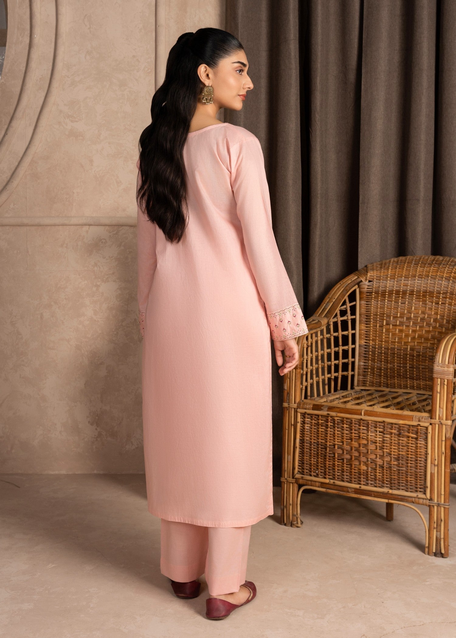 linen Kurta Set in Pink