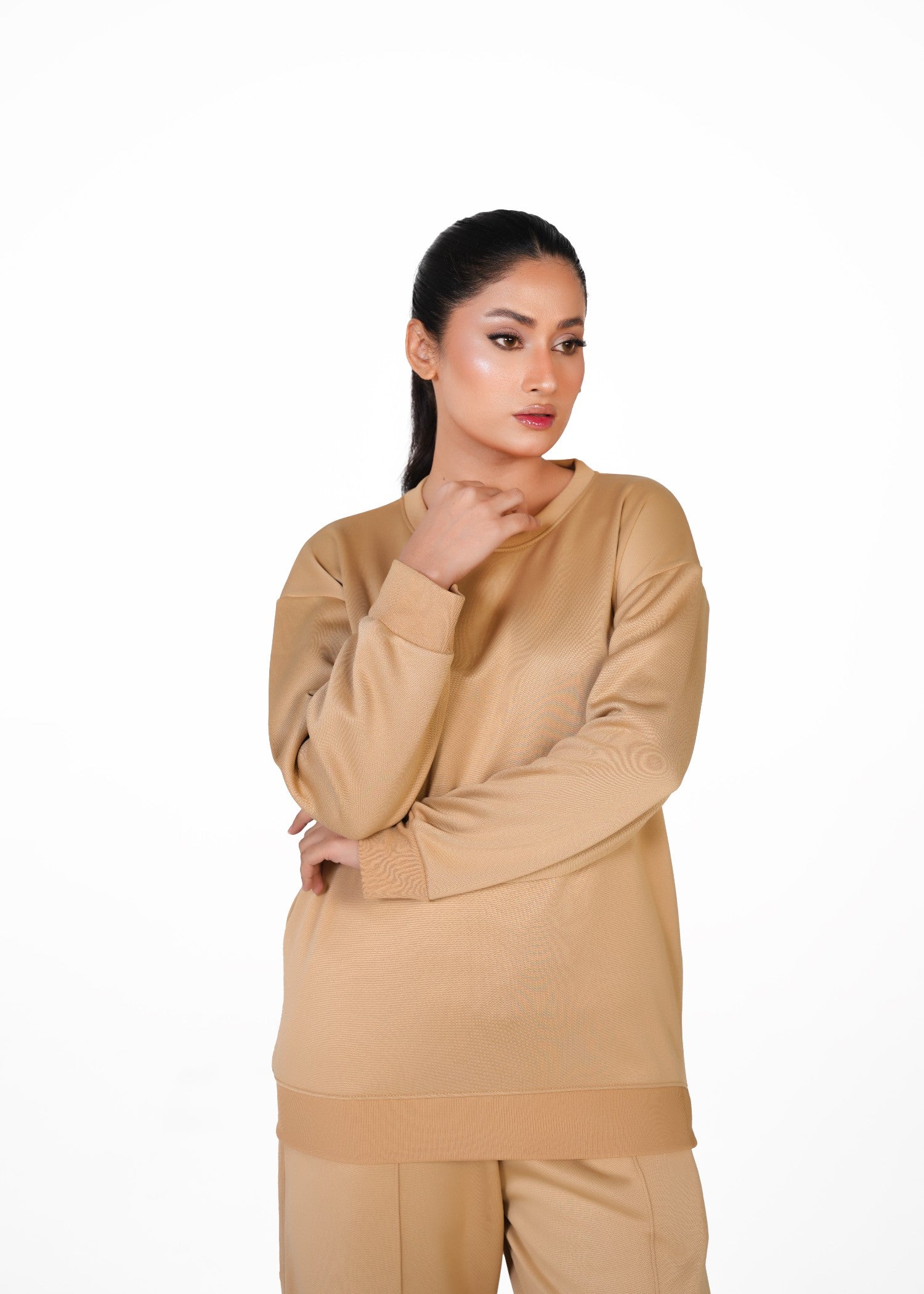 fleece Tracksuit in Camel brown