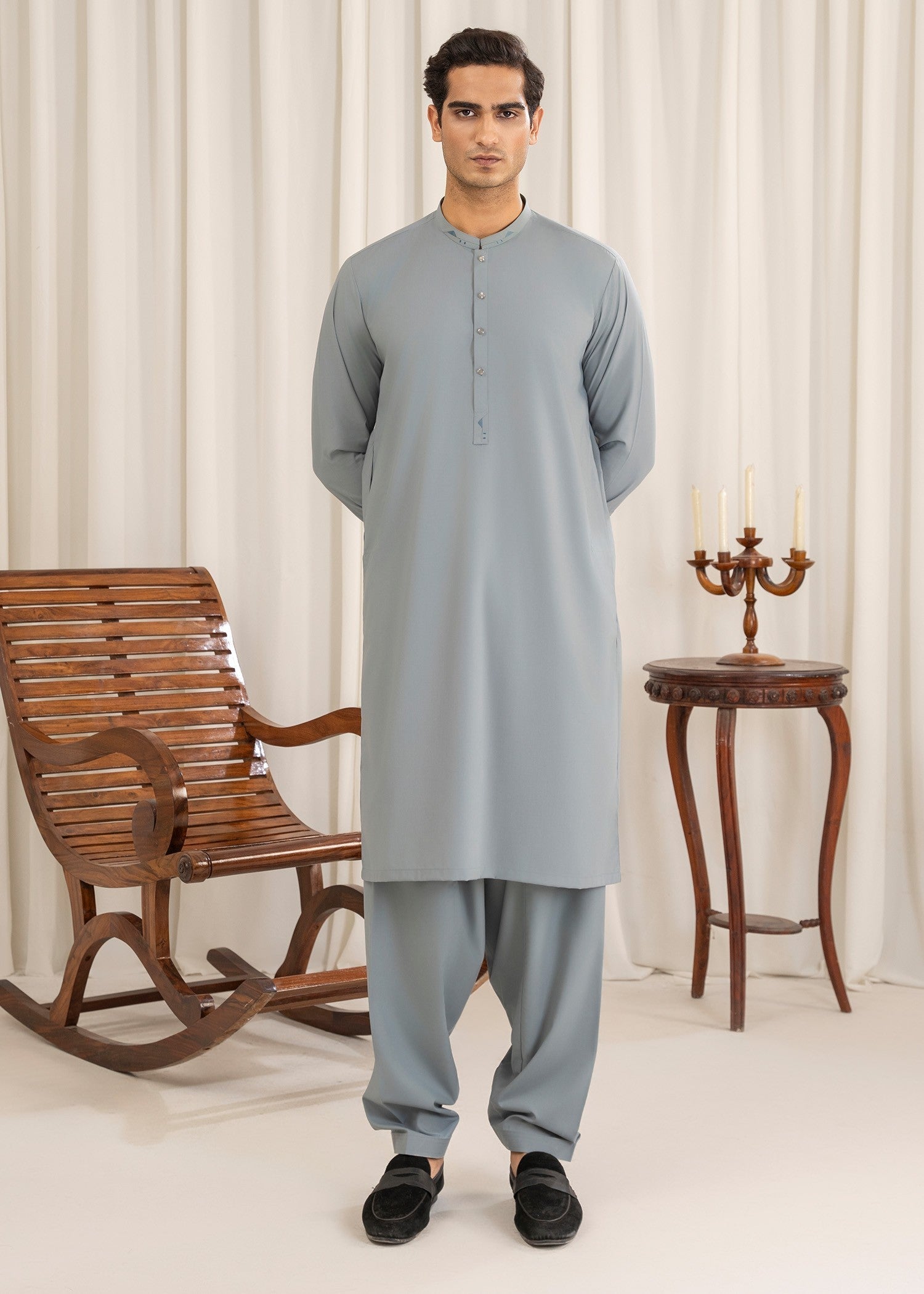 wash & wear Shalwar Kameez in Ice blue by Buraq